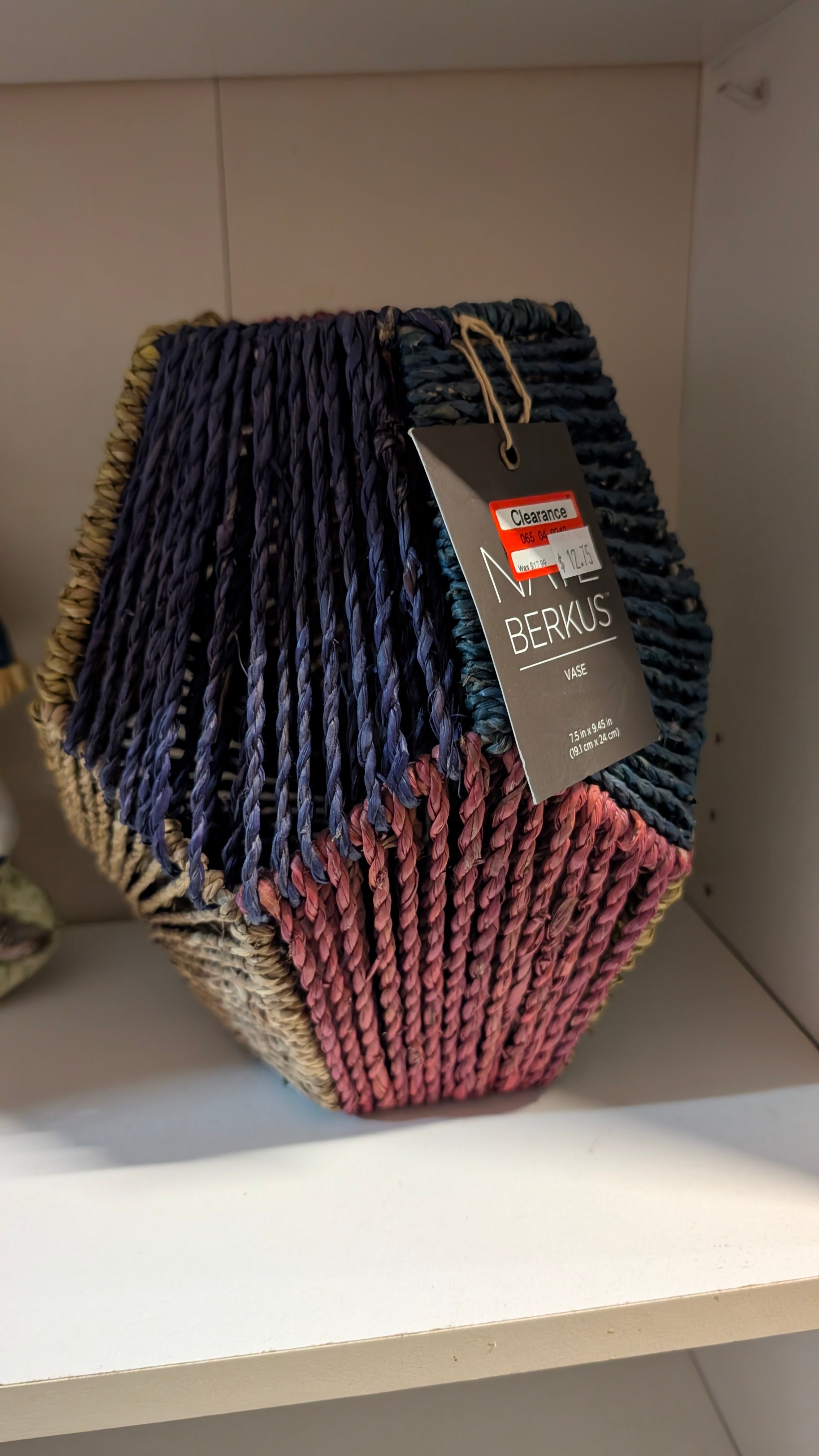 Nate Berkus Woven Seagrass Multicolor Decorative Vase Modern Home Decor Accent