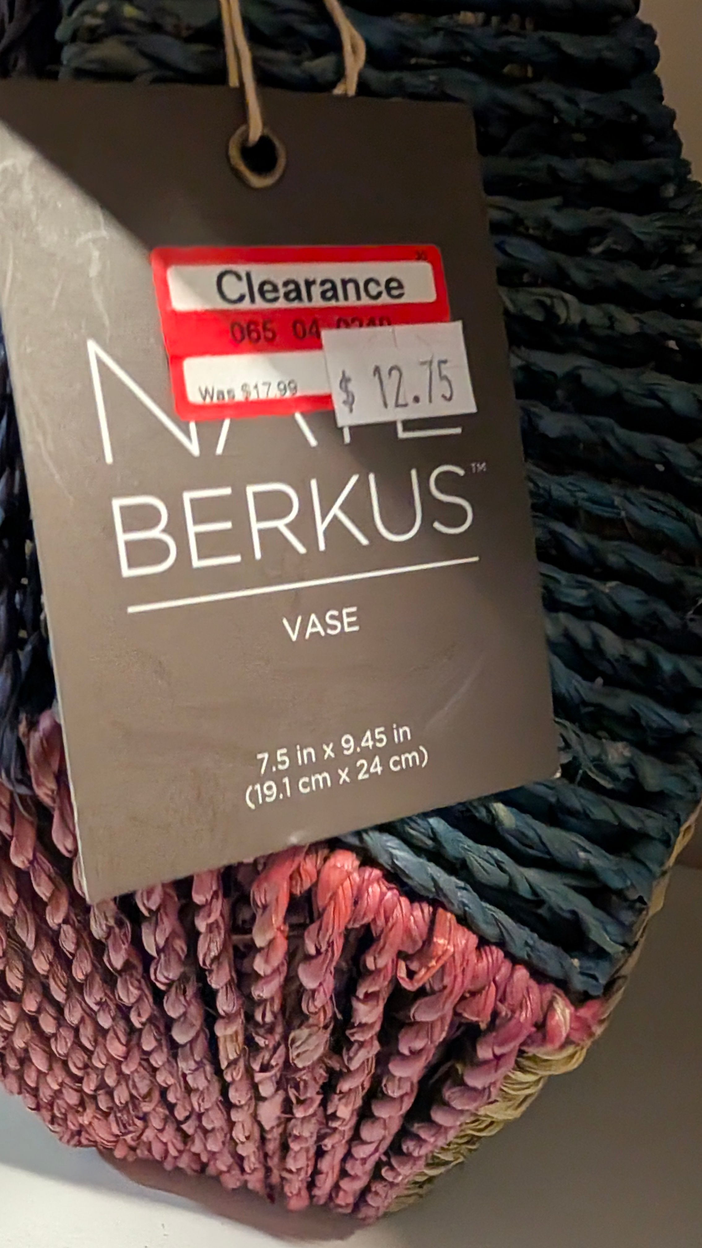 Nate Berkus Woven Seagrass Multicolor Decorative Vase Modern Home Decor Accent