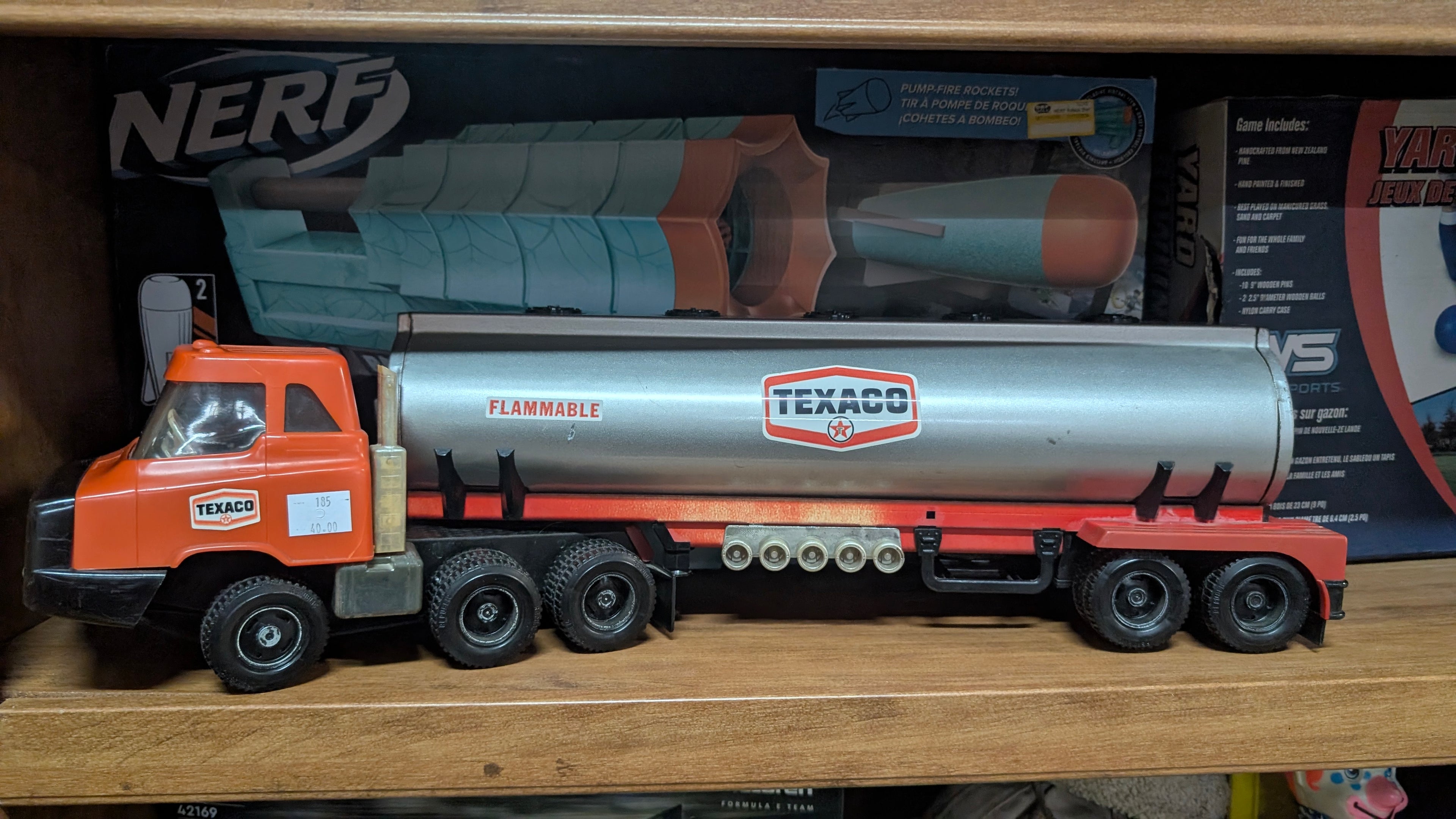 Vintage Texaco Tanker Truck Toy Pressed Steel Hauler Advertising Collectible