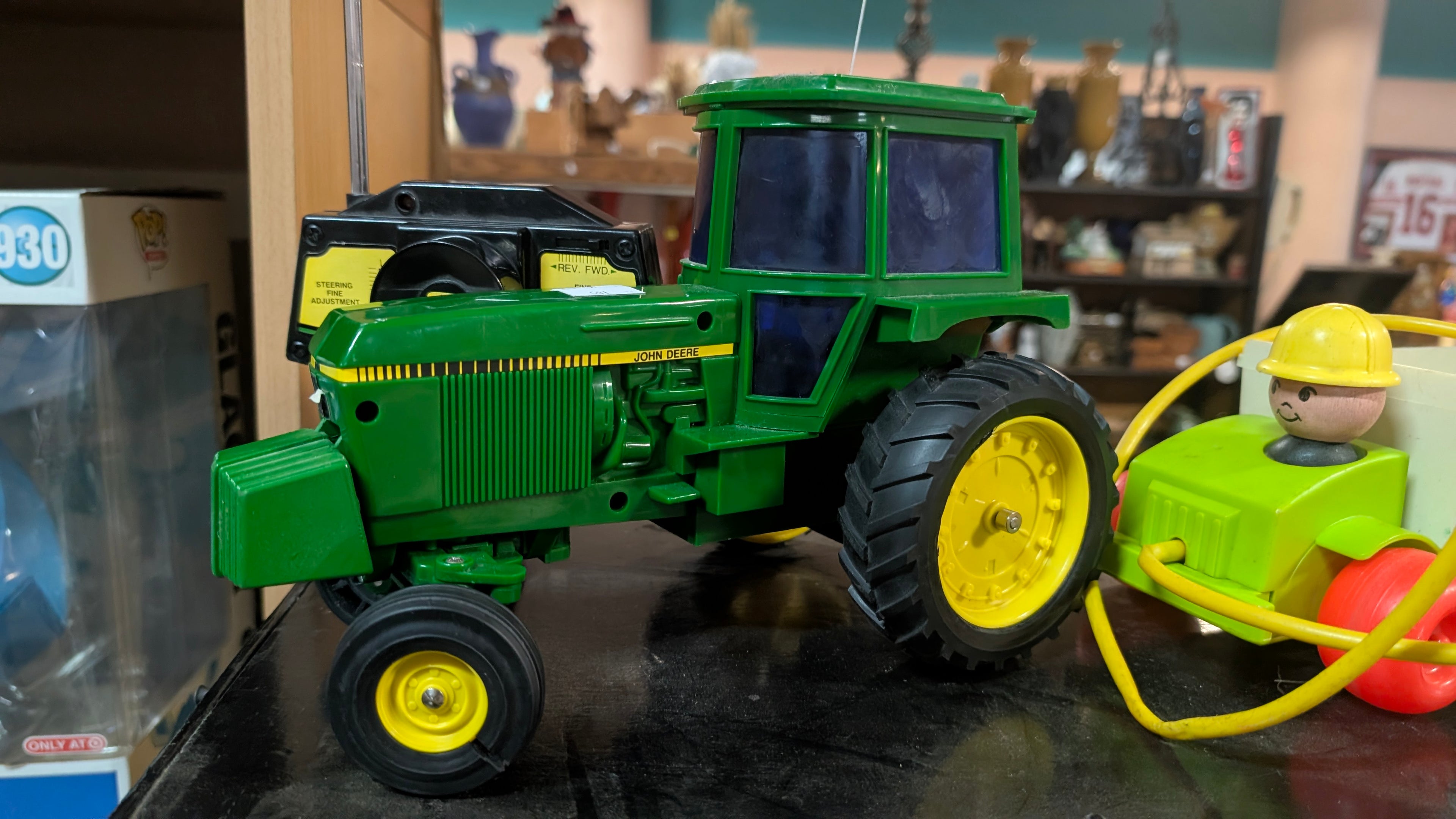 Vintage Remote Control John Deere Farm Tractor Toy With Controller Collectible