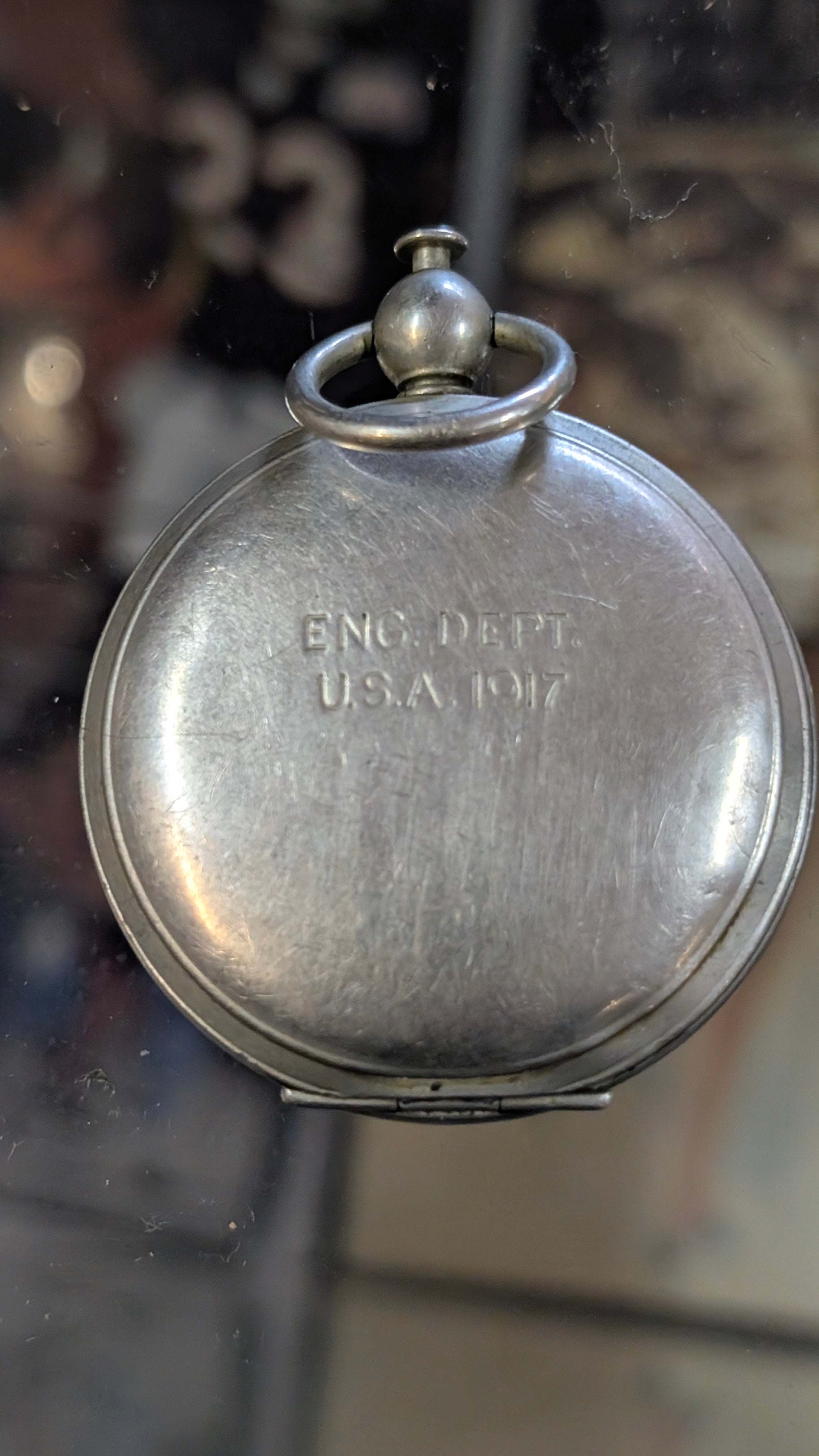 Vintage US Army Engineering Department Pocket Compass 1917 Ultranite Silver