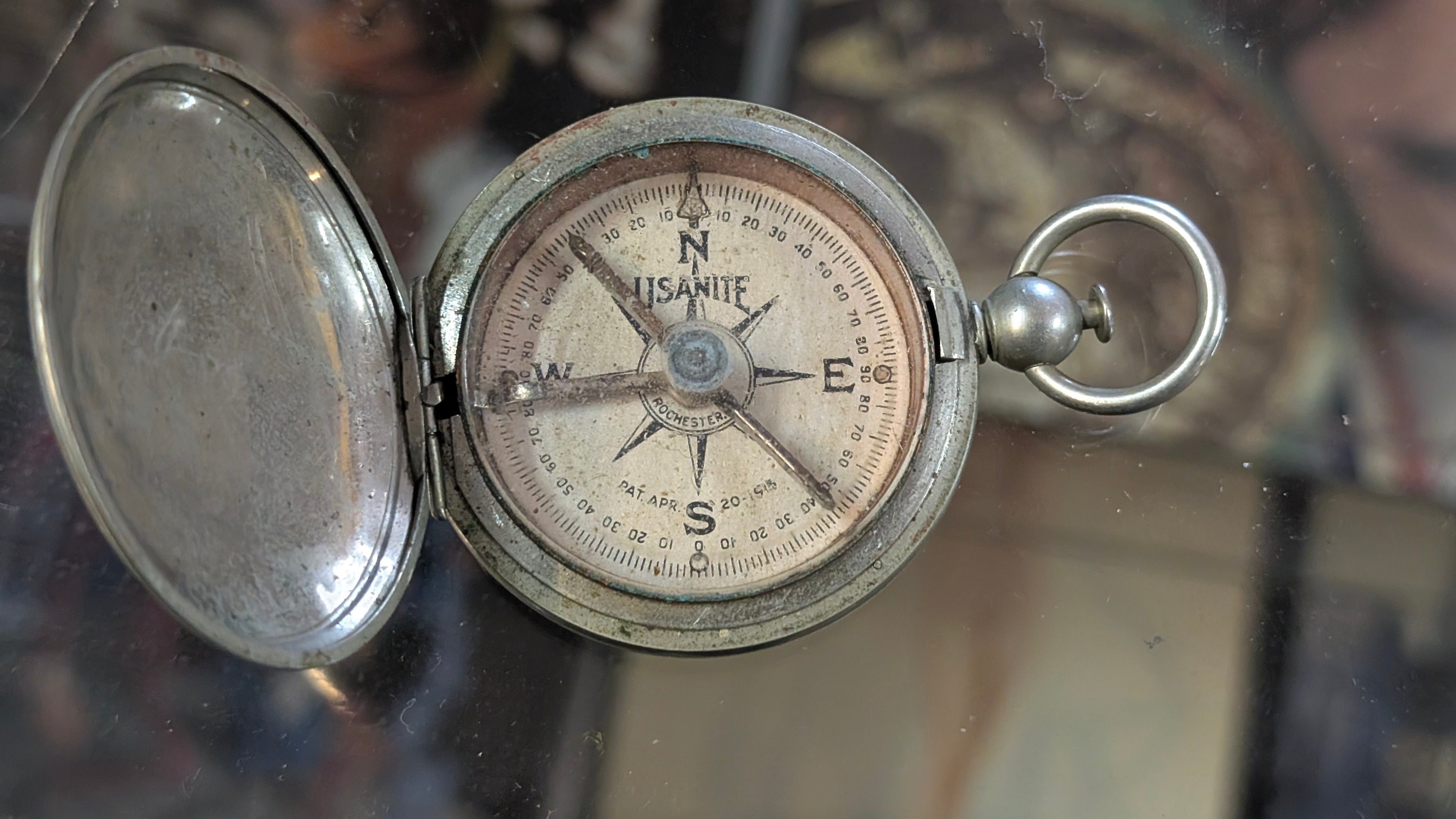Vintage US Army Engineering Department Pocket Compass 1917 Ultranite Silver
