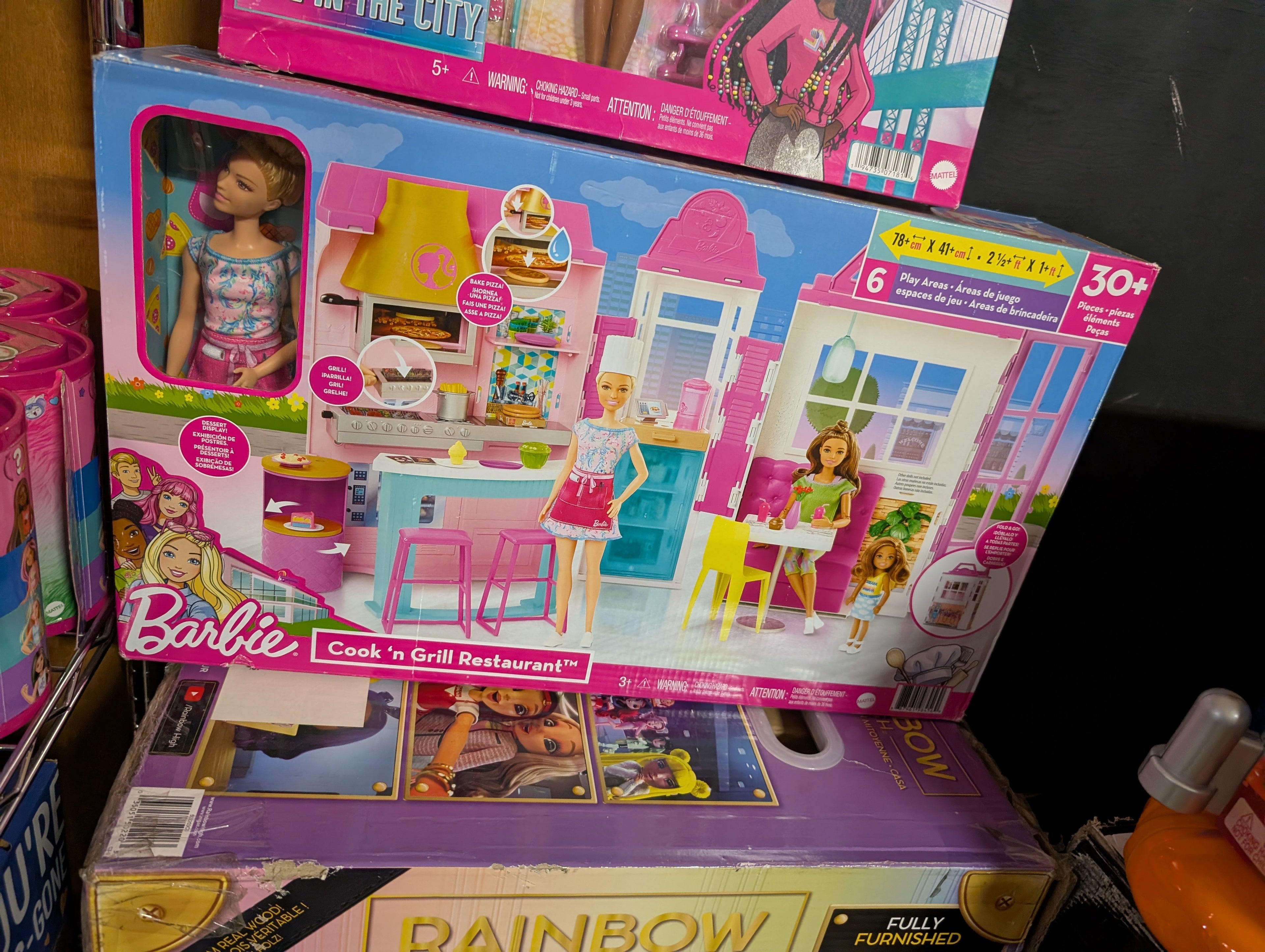 Barbie Cook N Grill Restaurant Playset Mattel Dollhouse Kitchen Set Complete