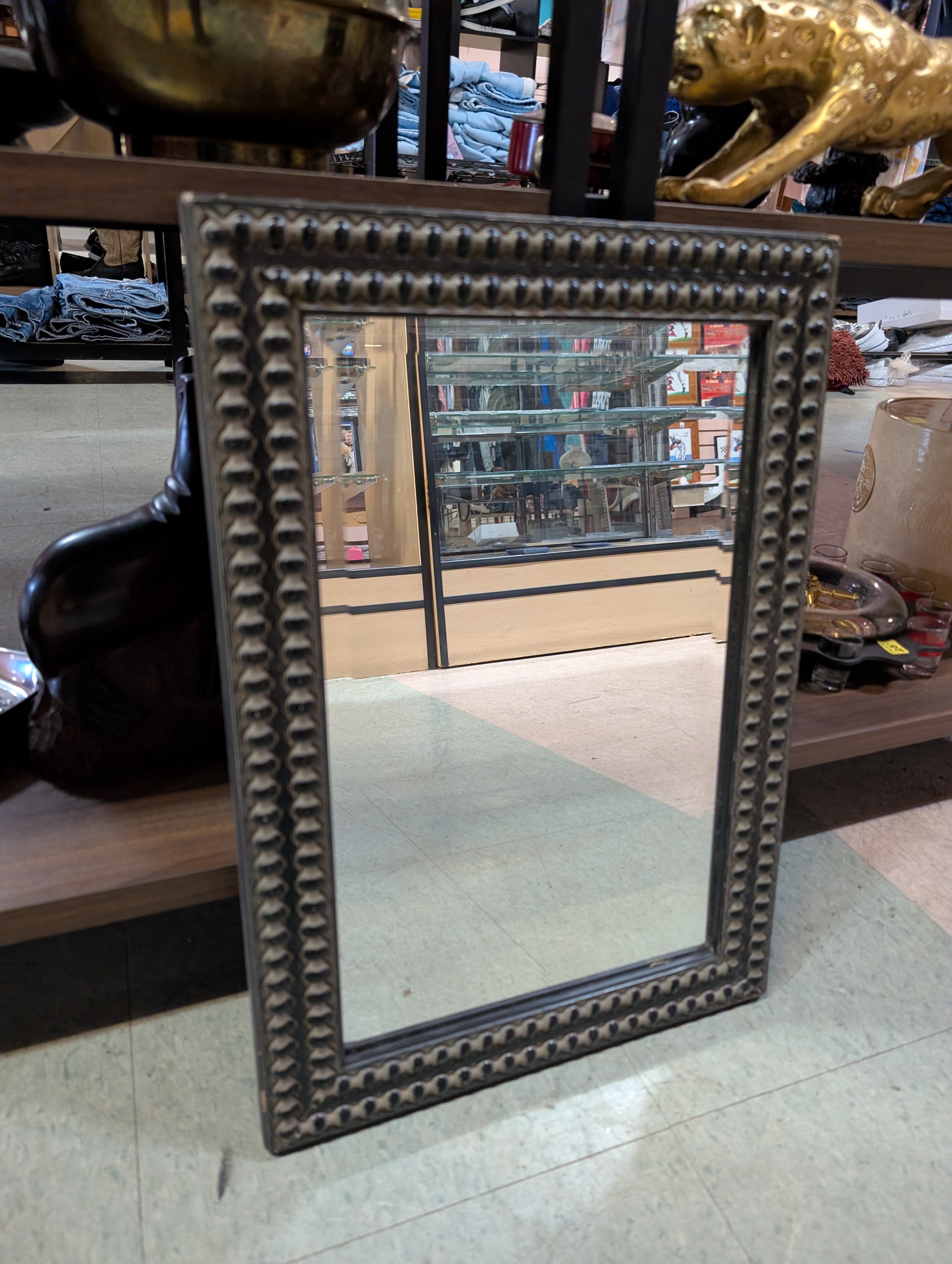 Vintage Ornate Beaded Frame Wall Mirror Traditional Home Decor