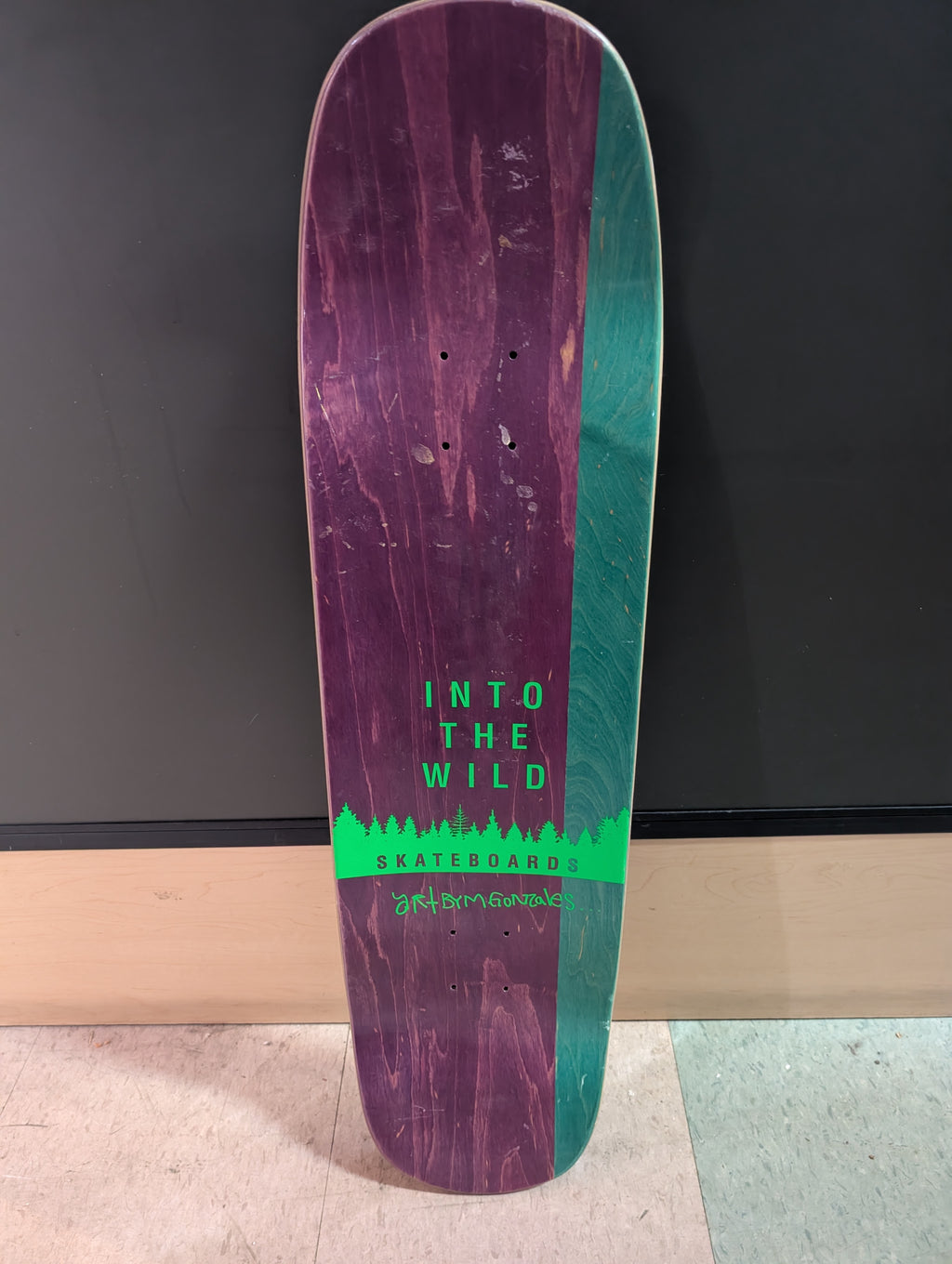 Into The Wild Skateboards Art By M. Gonzales Purple Green Graphic Skateboard Deck