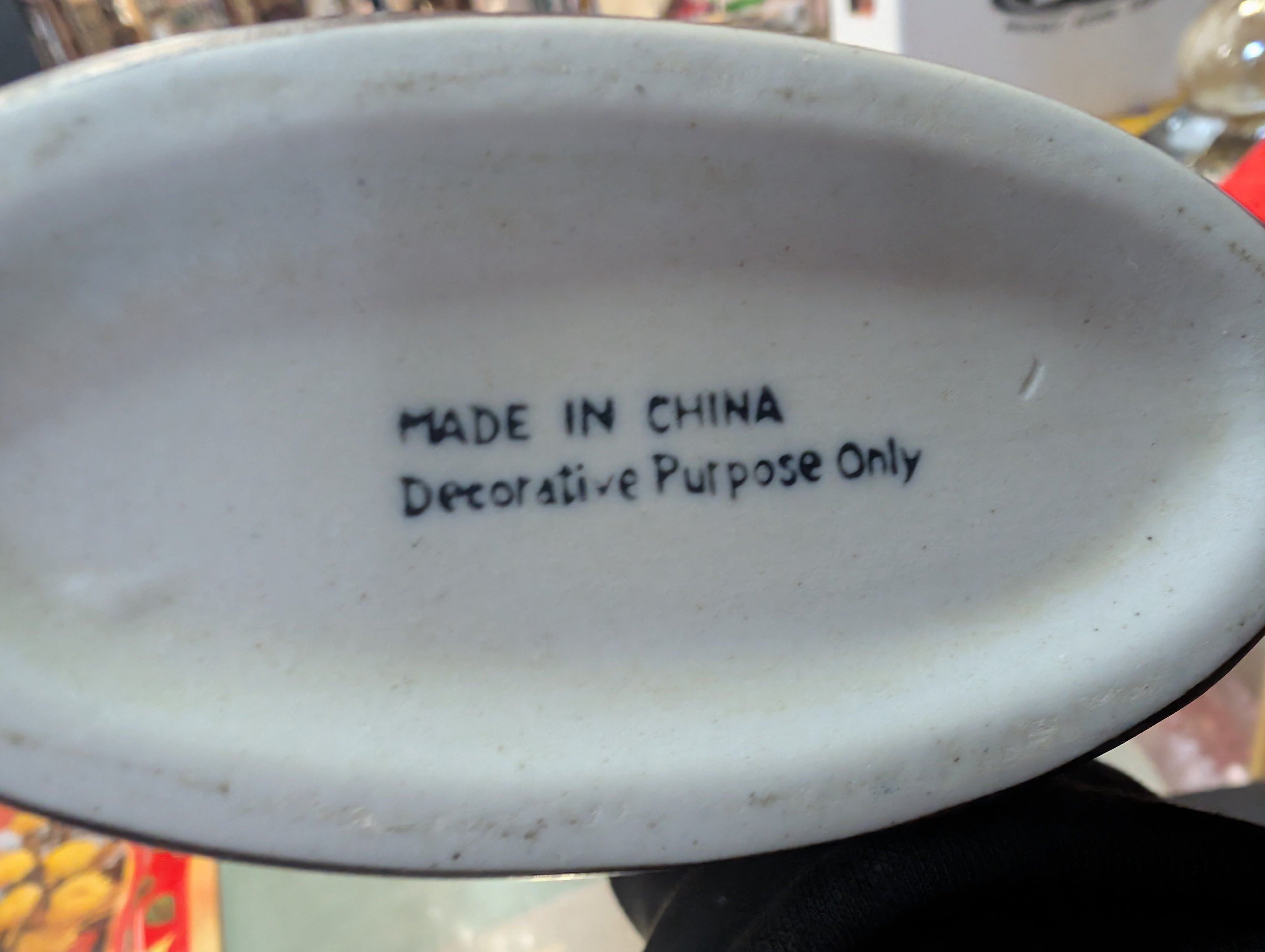 Vintage Black & White Enamel Floral Art Pottery Chinese Vase