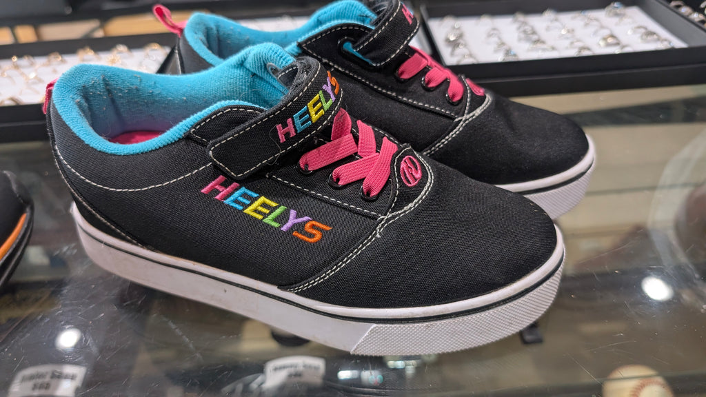 Heelys Kids Black Canvas Roller Shoes Rainbow Logo Youth Size 4