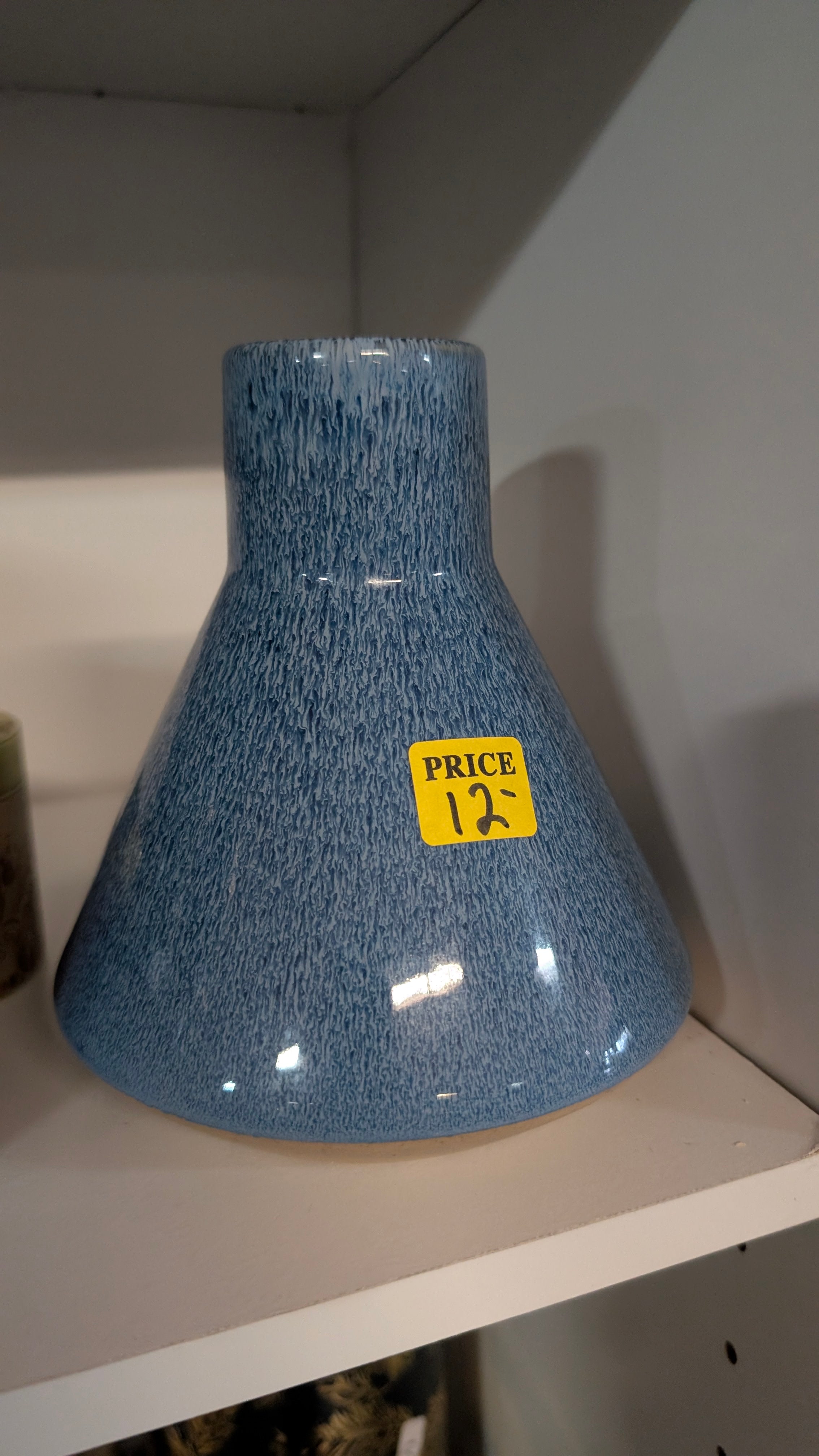 Vintage Blue Drip Glaze Ceramic Vase Mid Century Style Home Decor Collectible