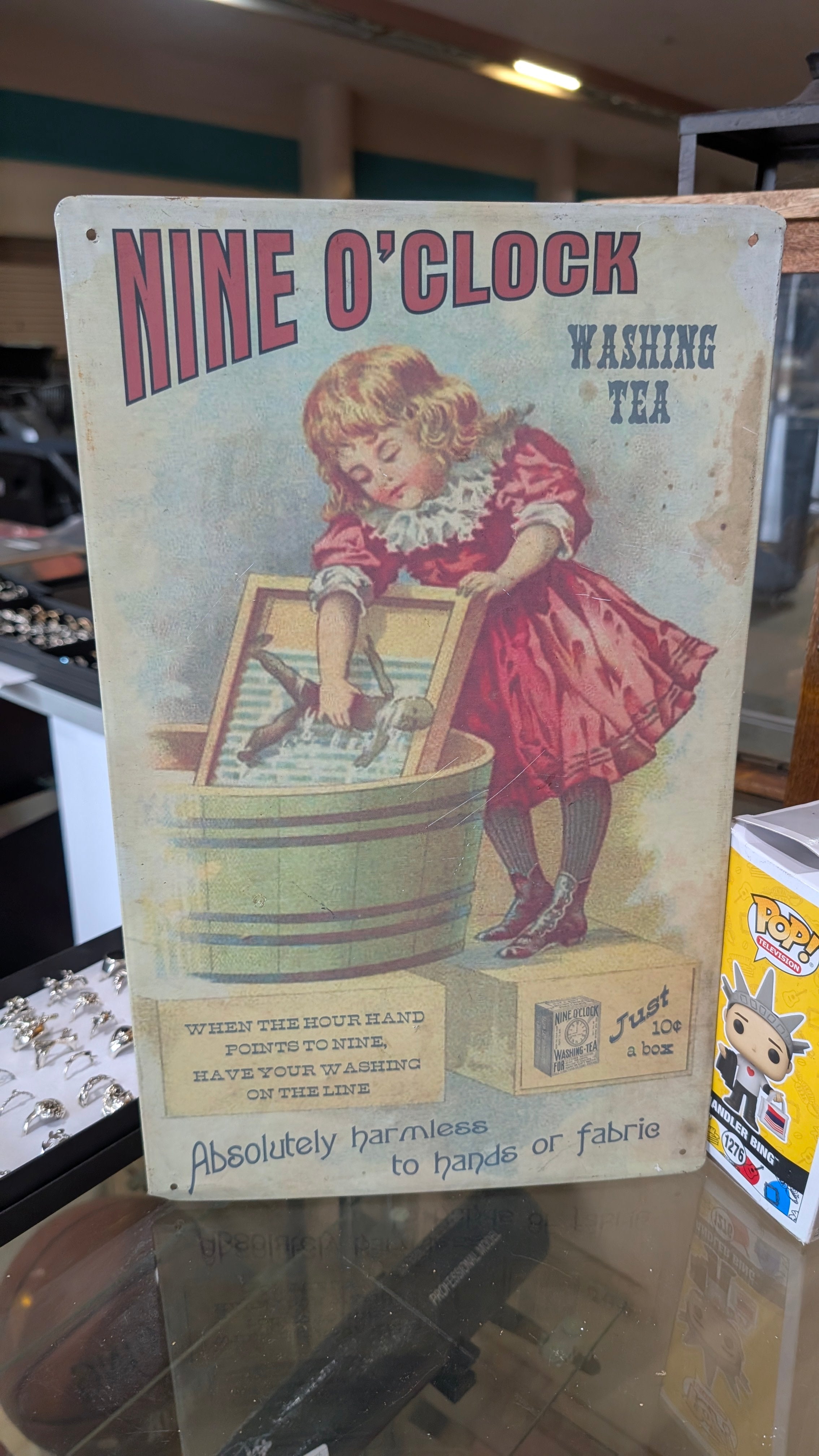 Vintage Nine OClock Washing Tea Metal Sign Retro Advertising Wall Decor Plaque