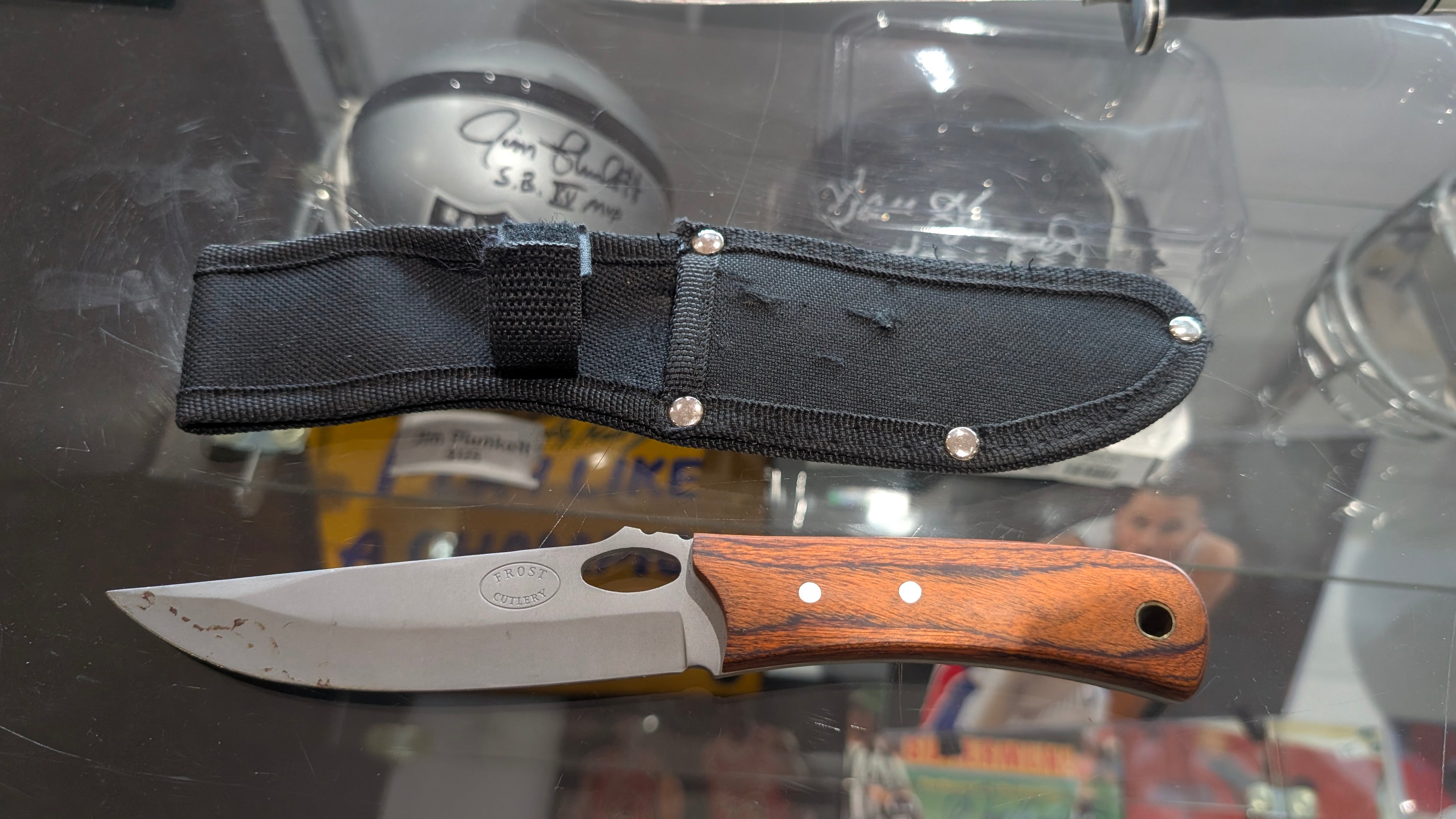 Frost Cutlery Fixed Blade Knife Wood Handle With Sheath Collectible Display