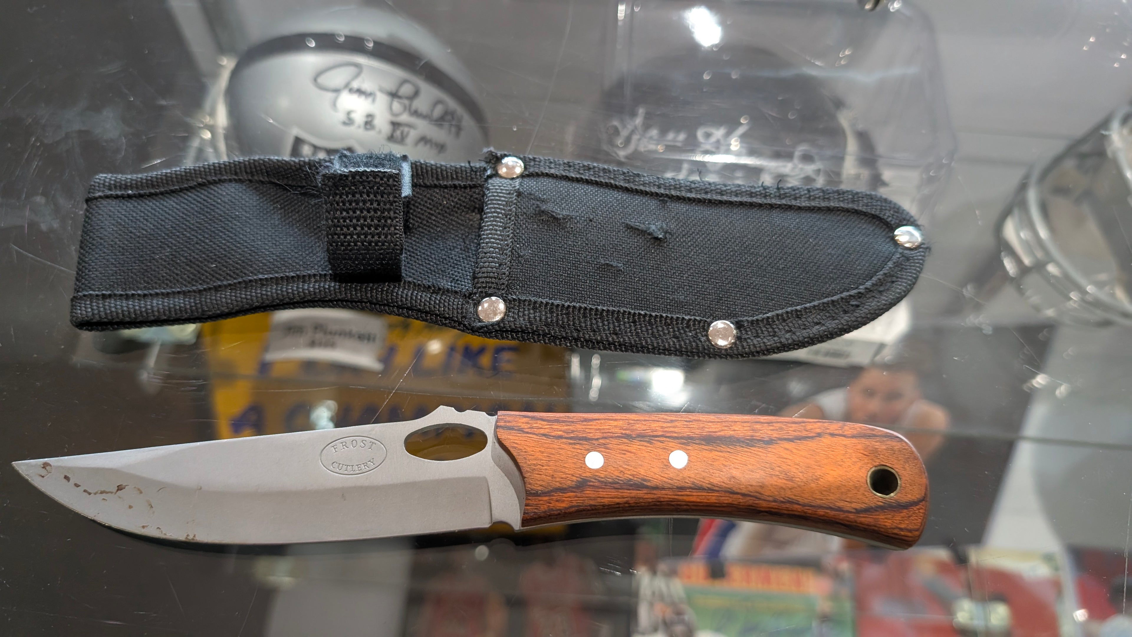 Frost Cutlery Fixed Blade Knife Wood Handle With Sheath Collectible Display