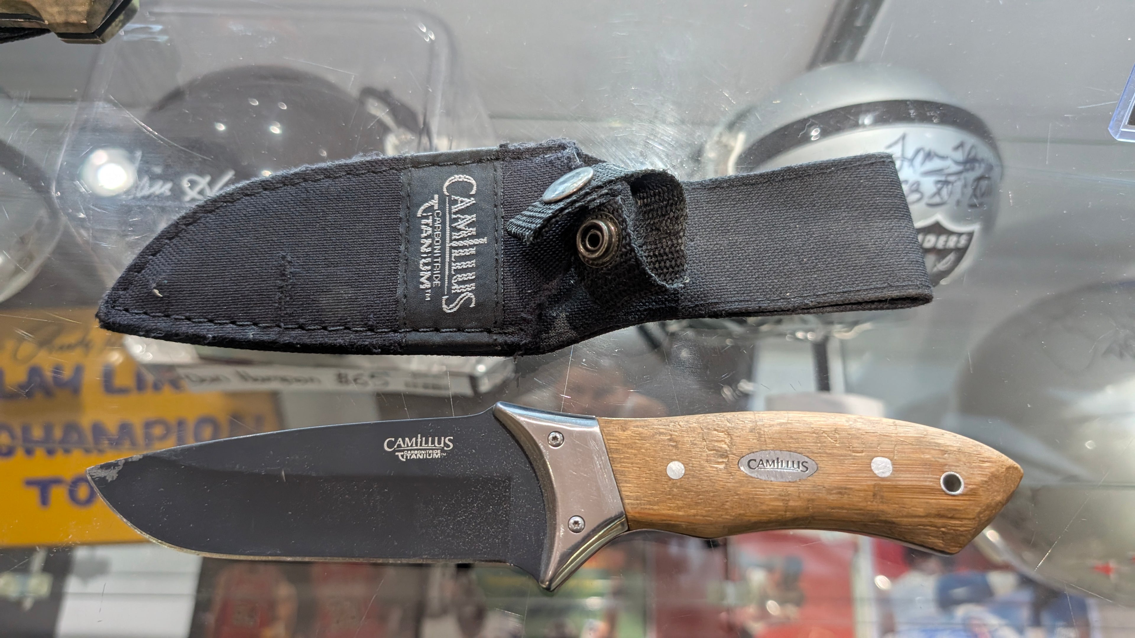 Camillus Fixed Blade Knife Wood Handle With Sheath Collectible Outdoor Display