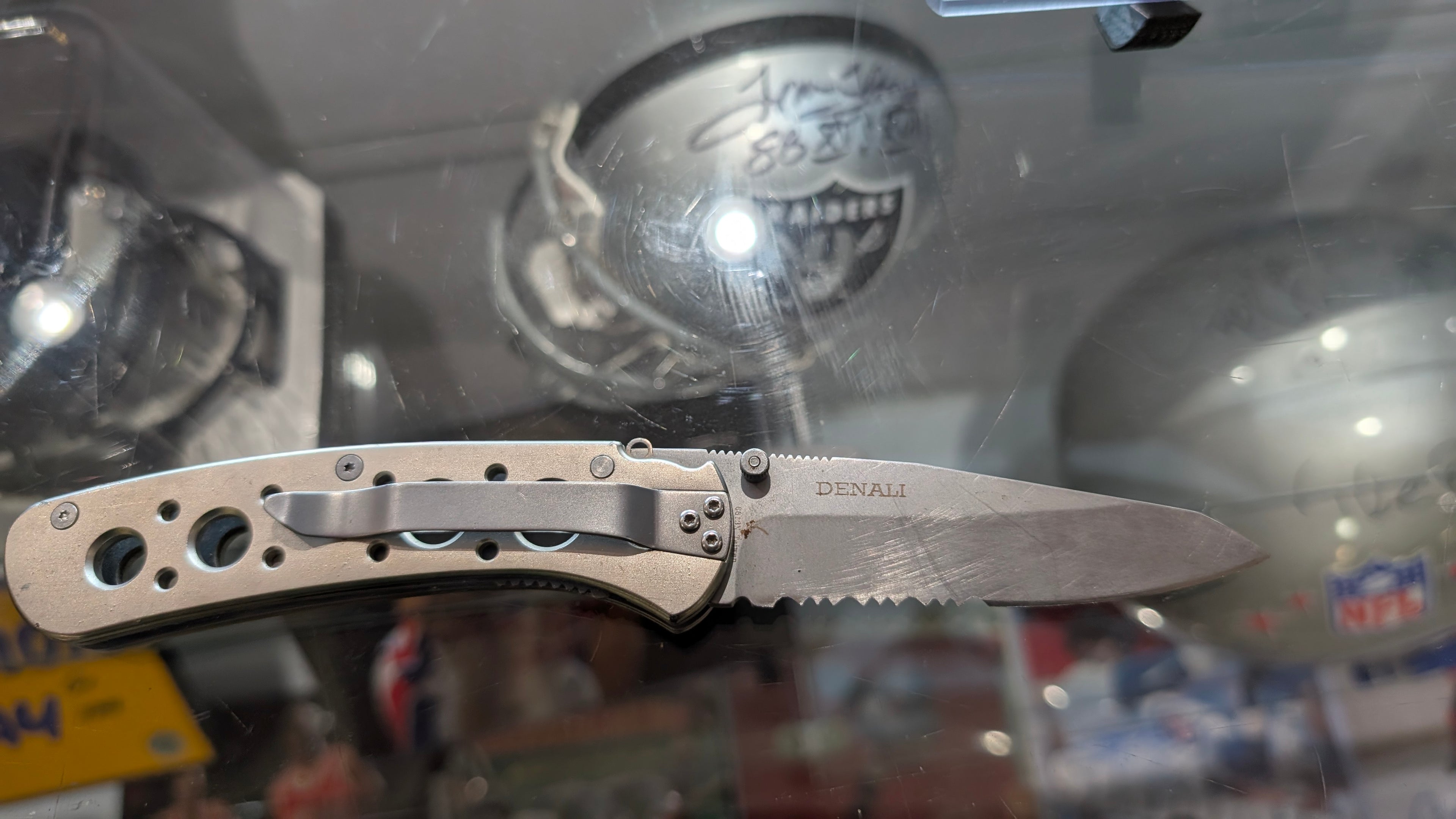Denali Assisted Opening Stainless Steel Folding Knife Pocket Clip Serrated Blade