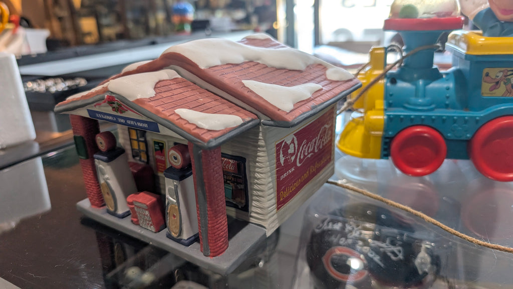 Coca-Cola Village Gas Station Building Train Accessory Holiday Display Piece