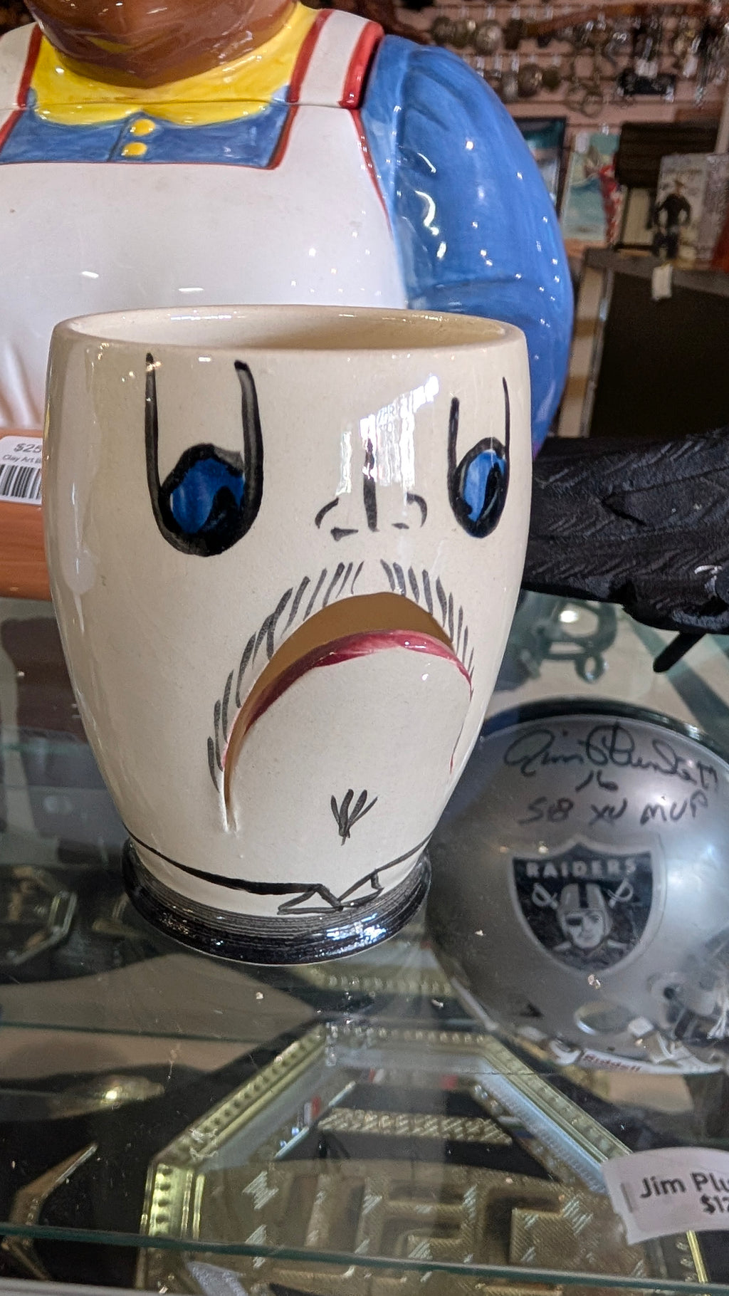 Vintage Signed Crossey Ca Handmade Face Mug Ceramic Studio Pottery Collectible