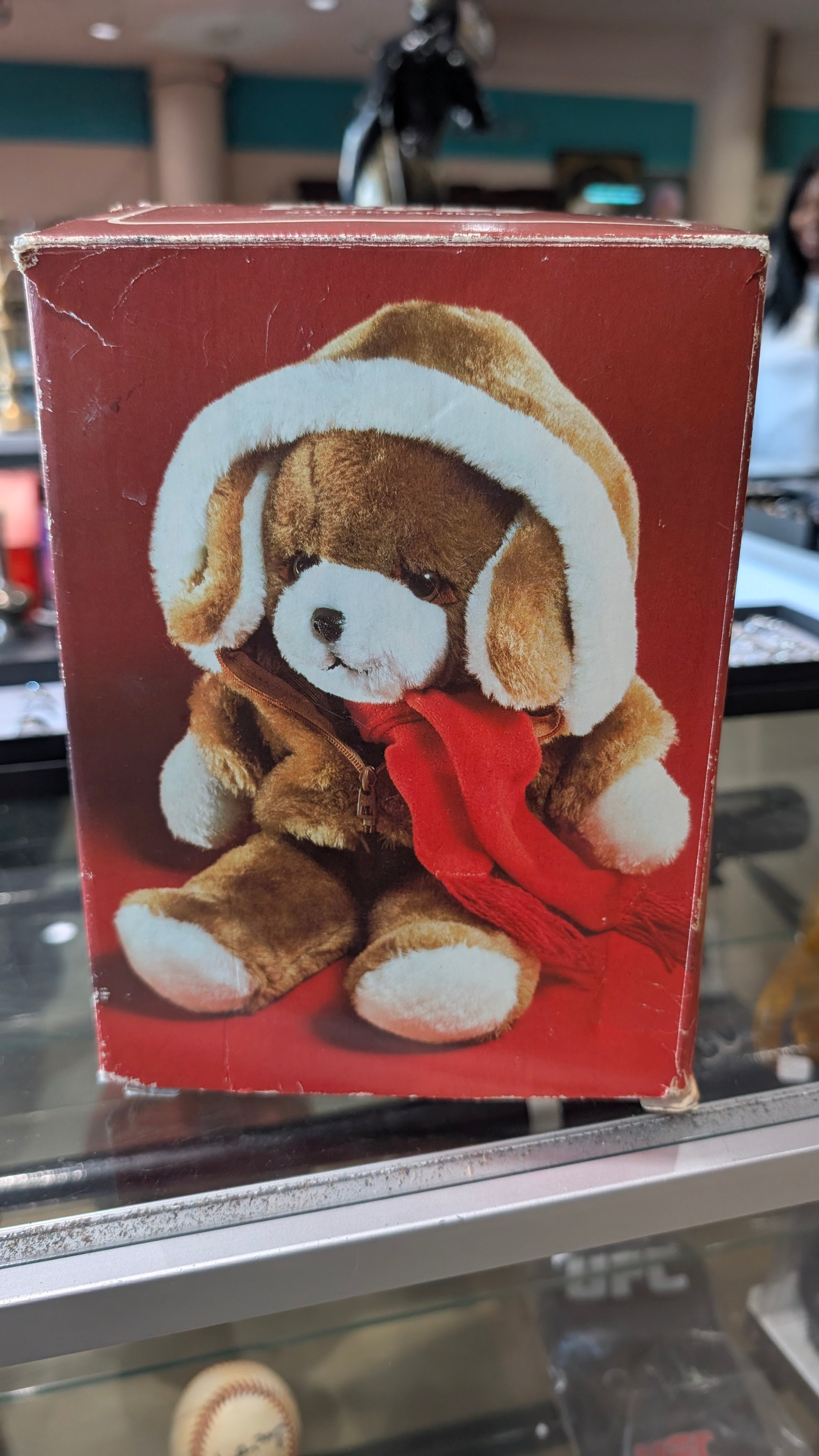 Vintage Avon Brown Puppy Dog Zipper Jacket Plush Stuffed Animal Toy Collectible