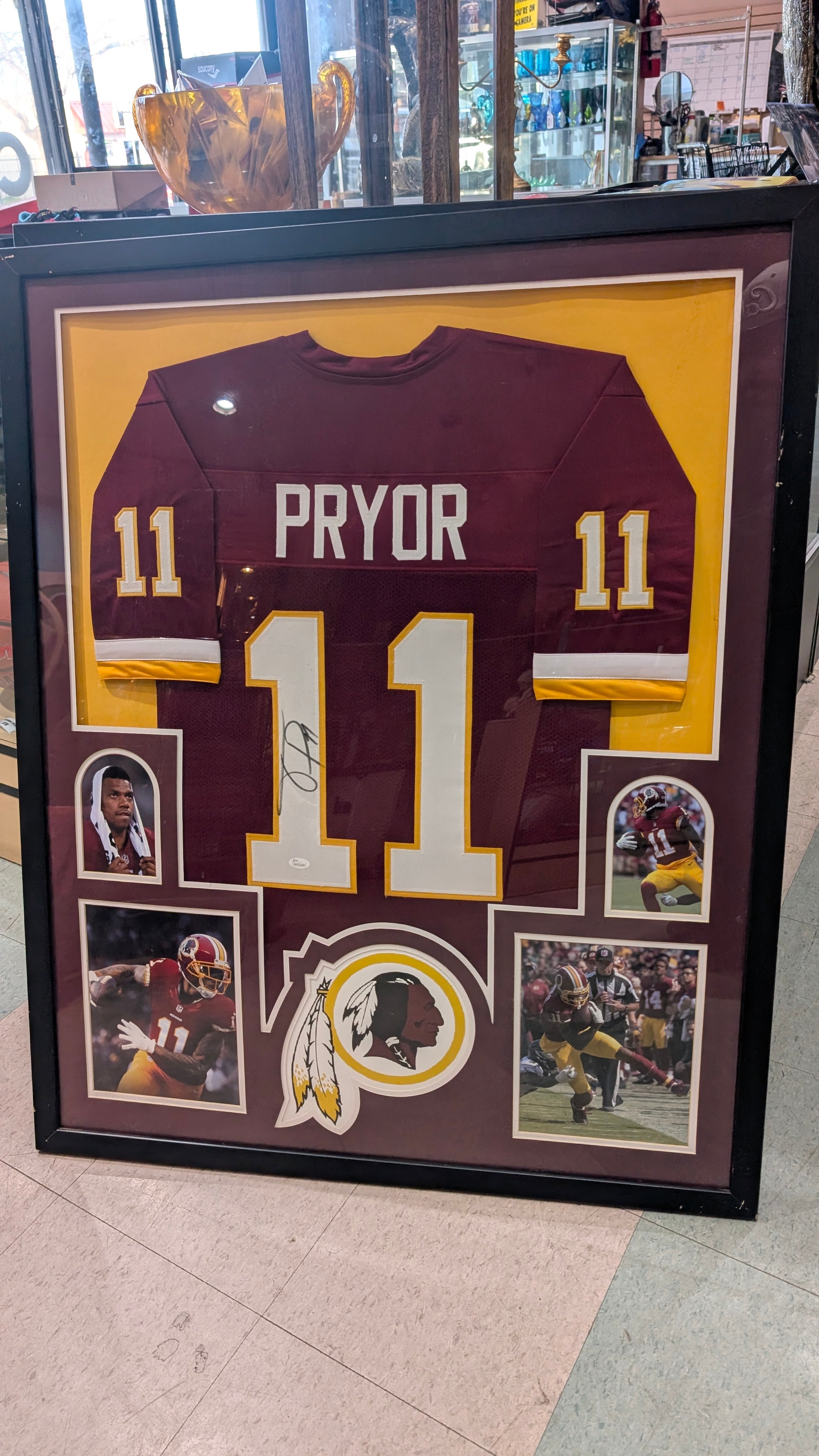 Framed Autograph Signed Washington Redskins Pryor Number 11 NFL Football Jersey