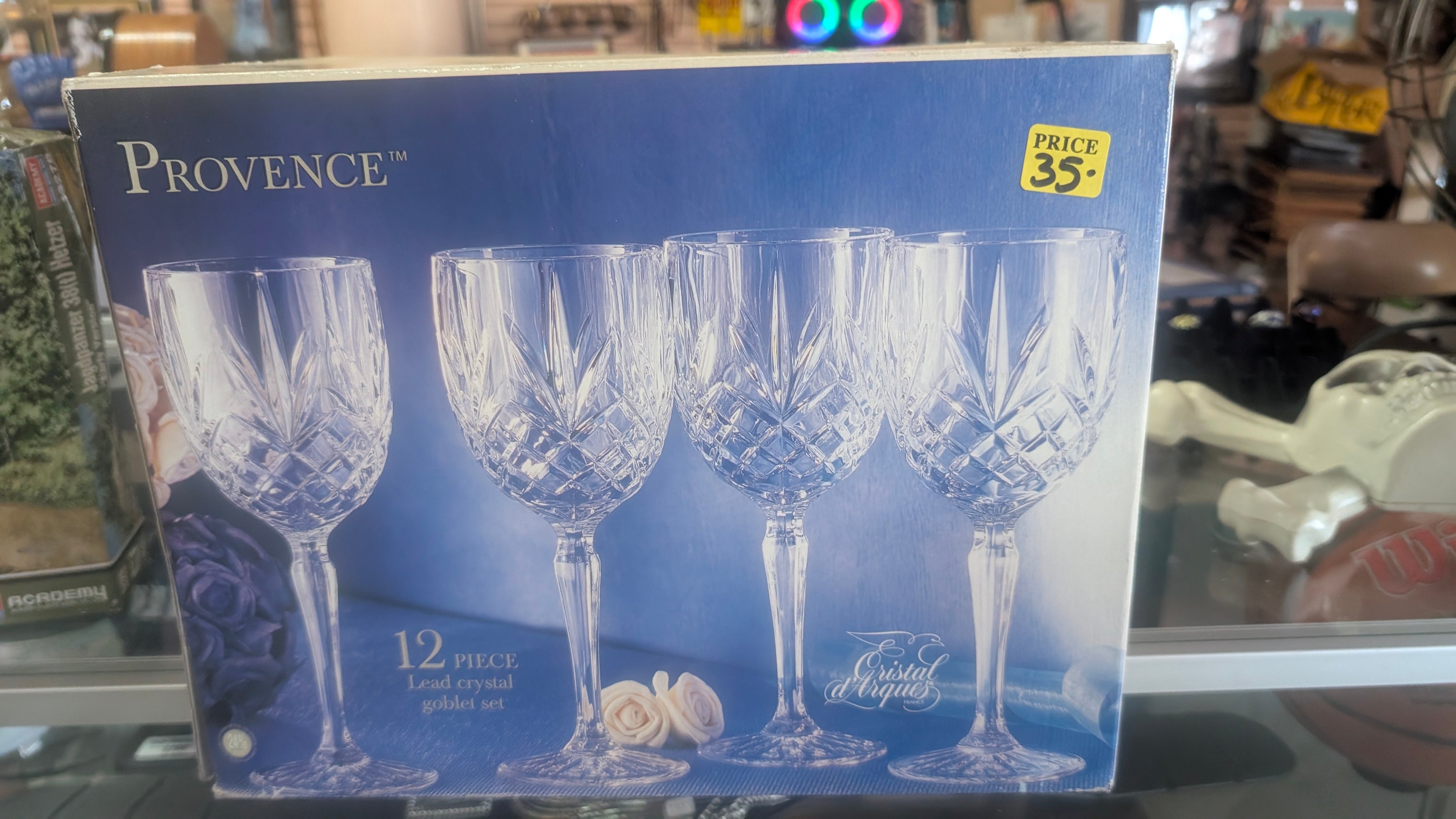 Vintage Provence Cristal D Arques 12 Piece Lead Crystal Goblet Glassware Set
