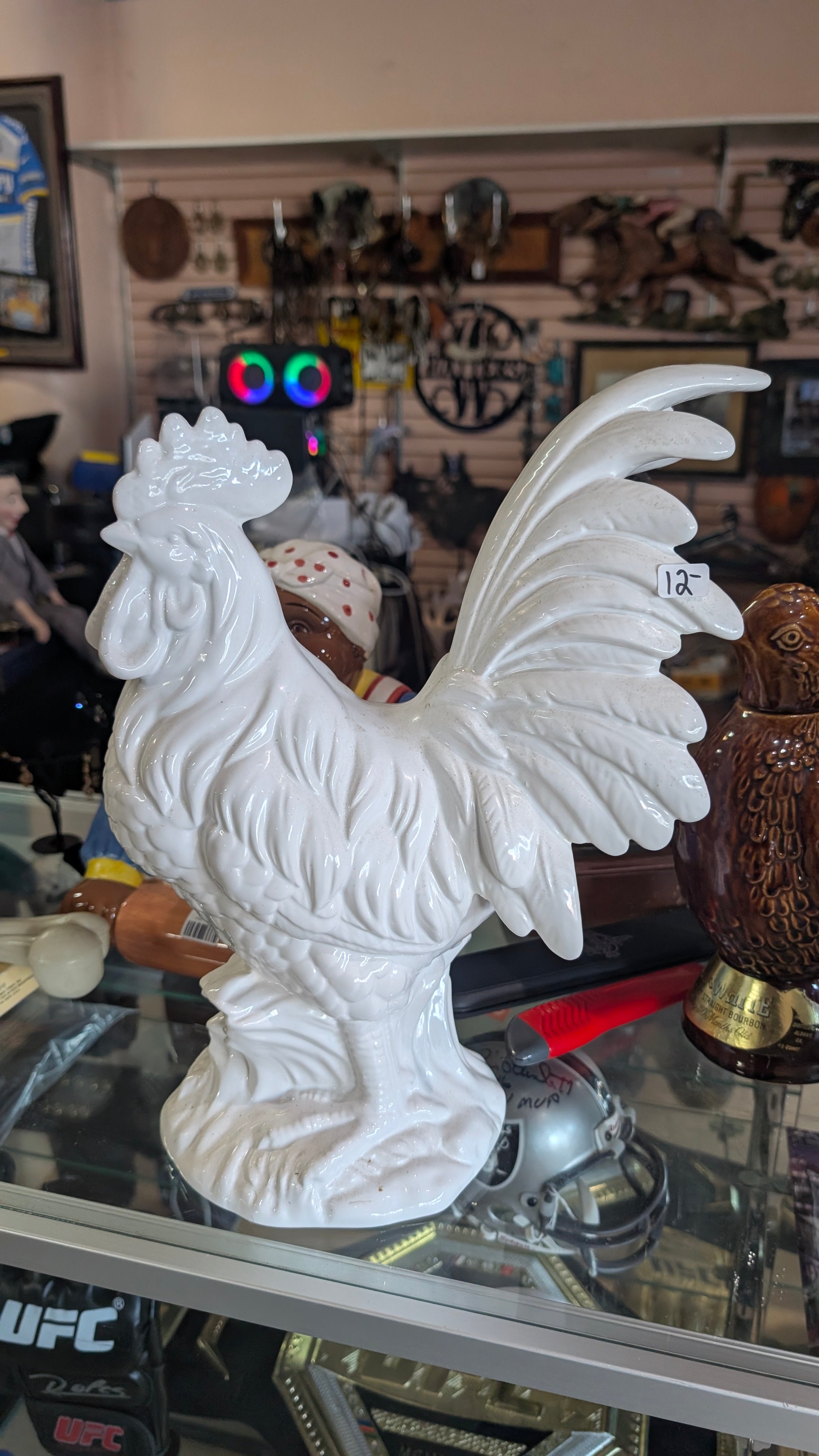 Vintage White Ceramic Rooster Candle Holder Farmhouse Kitchen Country Decor Figurine