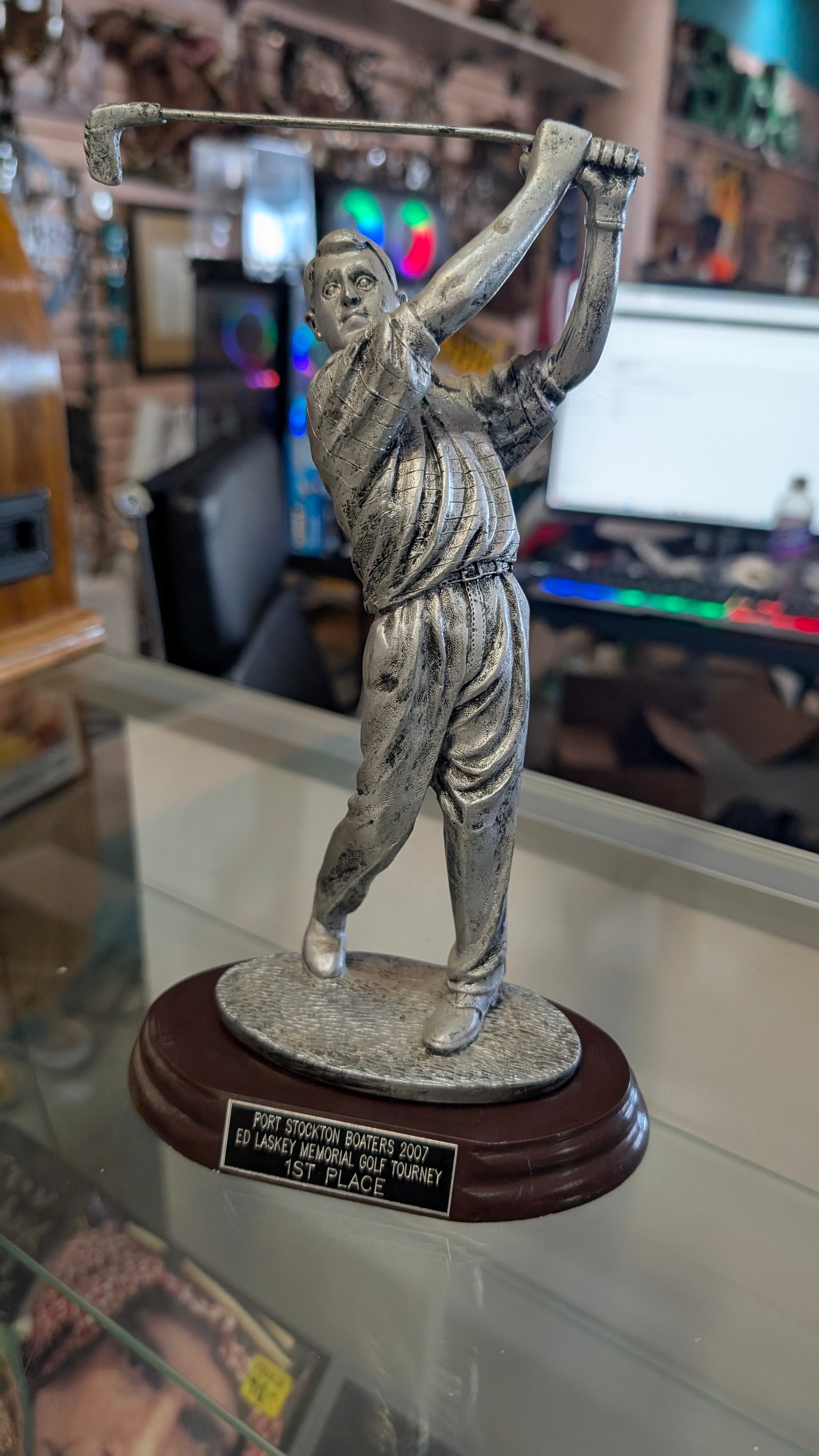 Port Stockton Boaters 2007 Golf Trophy Metal Collectible First Place Awards
