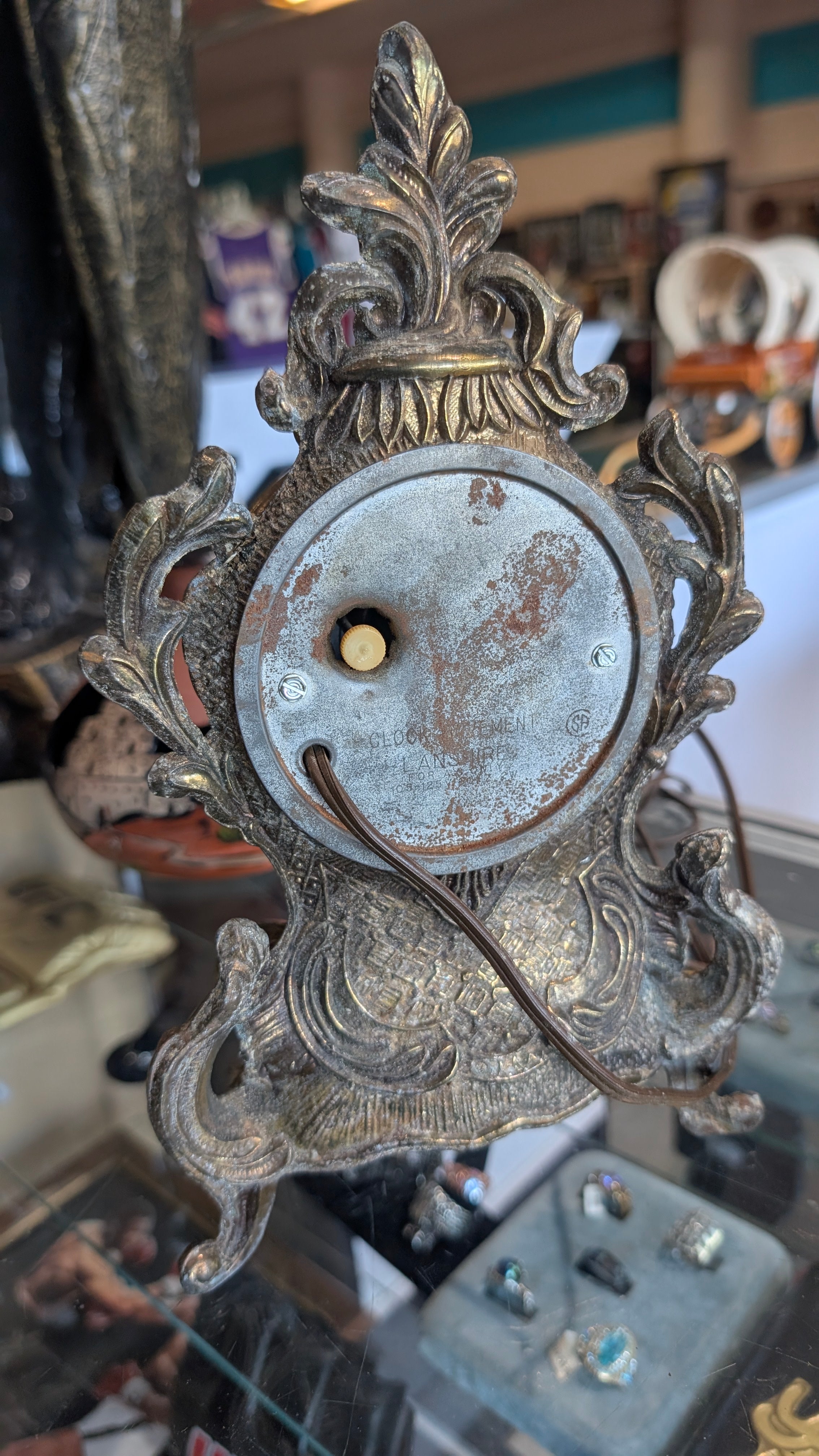 Vintage Lanshire Ornate Electric Mantel Clock Cast Metal Roman Dial Decorative