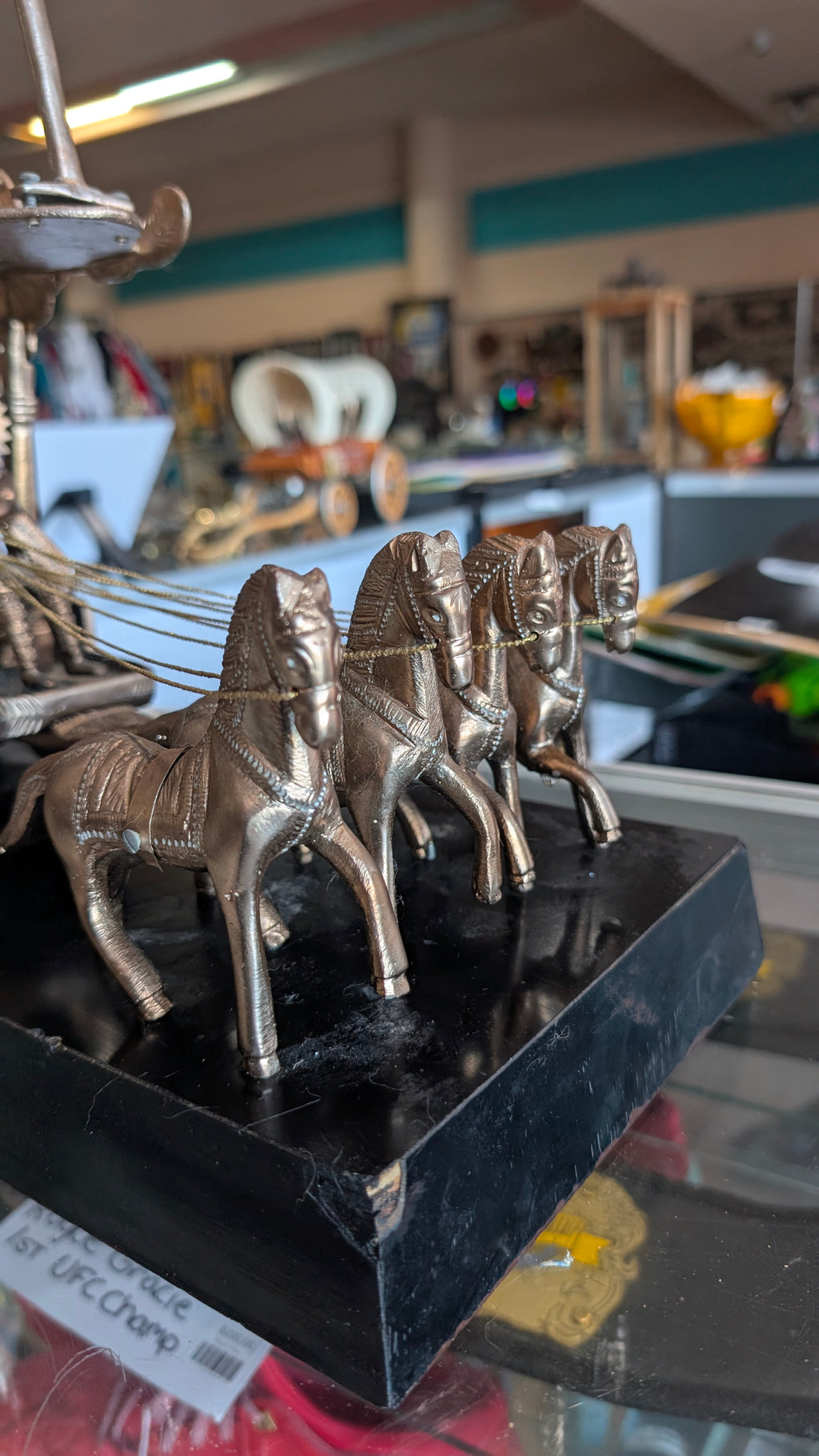 Mahabharata Krishna Arjuna Chariot Rath Metal Sculpture Hindu Handmade Decor
