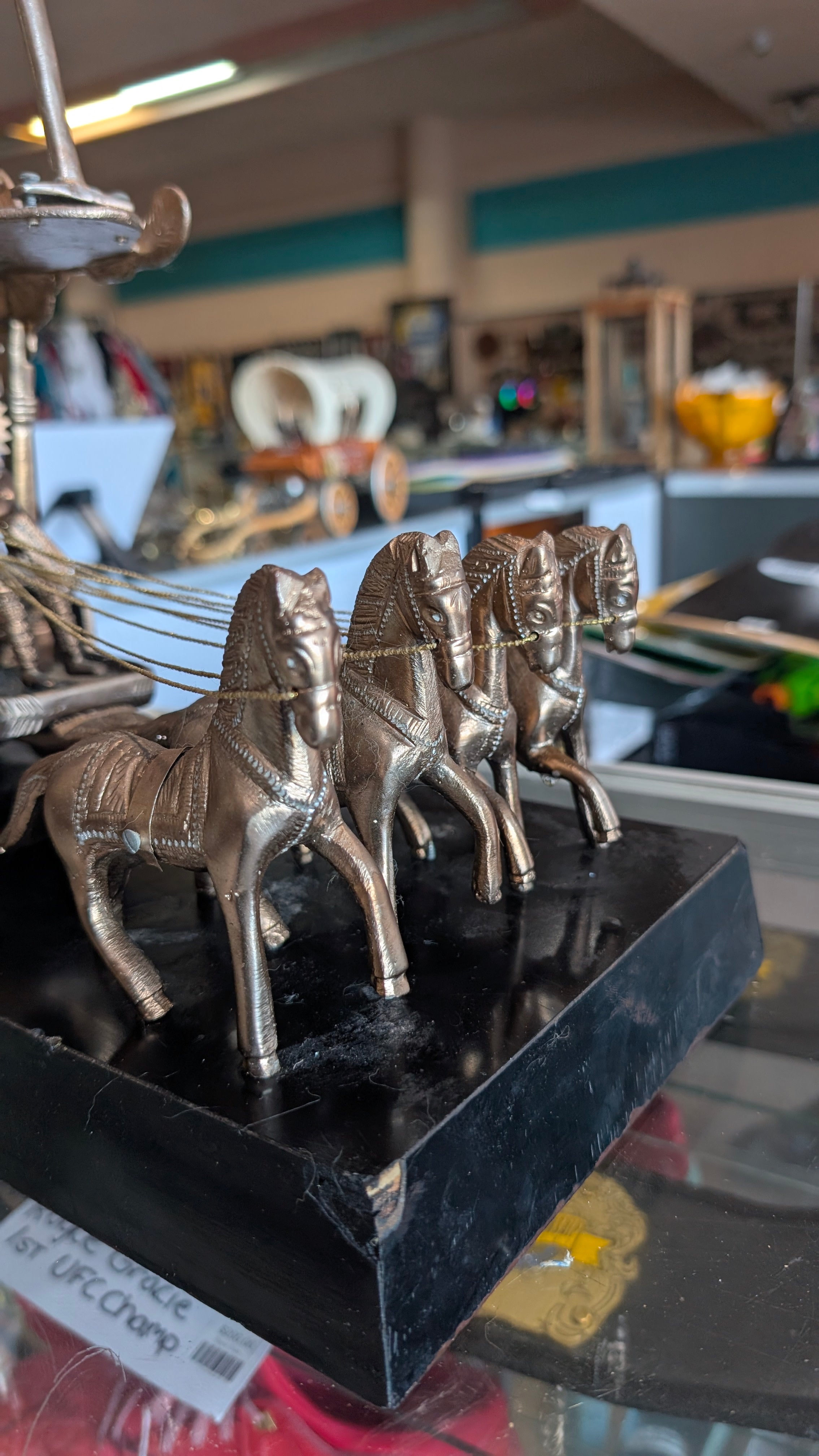 Mahabharata Krishna Arjuna Chariot Rath Metal Sculpture Hindu Handmade Decor