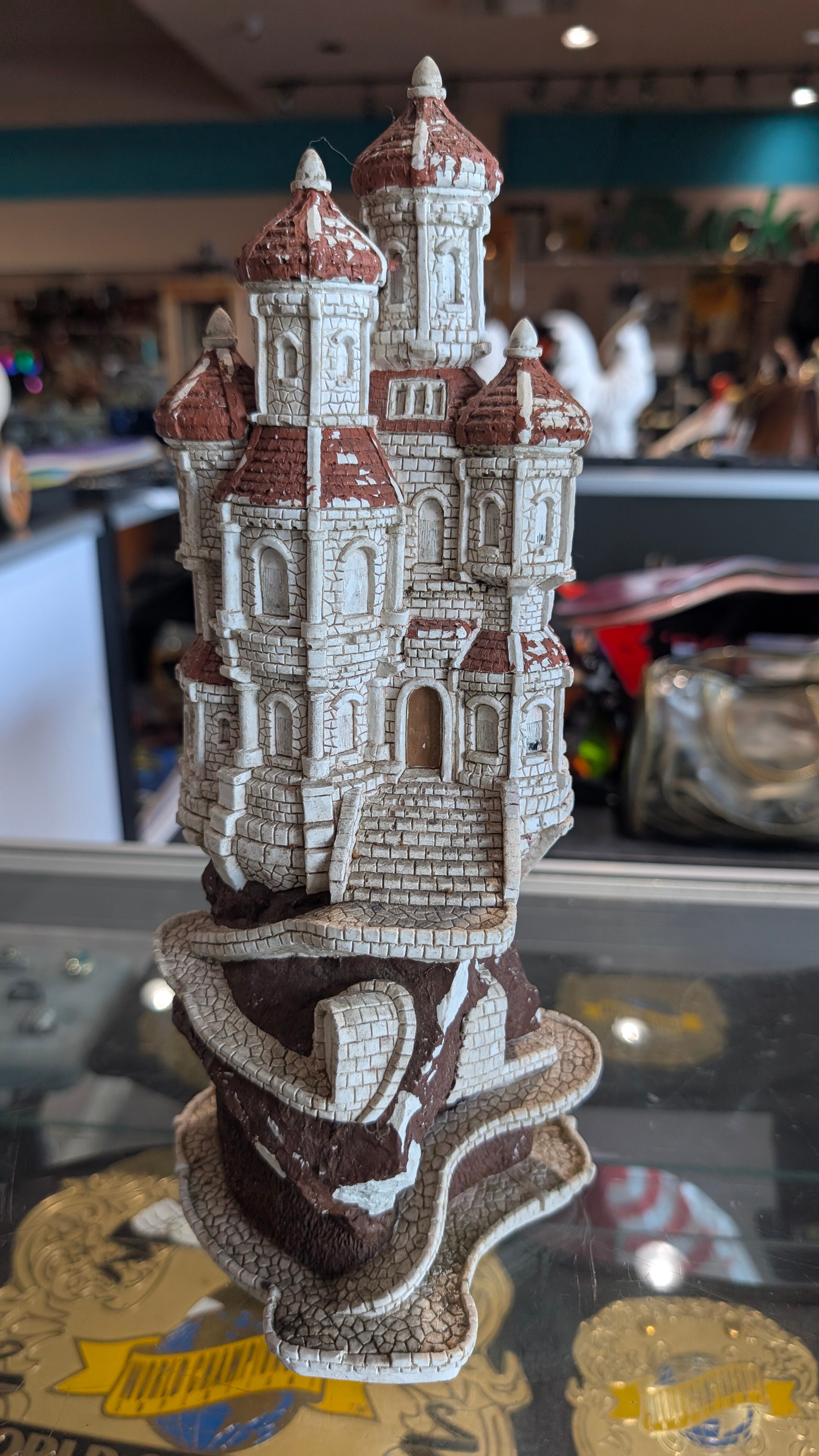 Vintage 1978 Handcrafted Cast Stone Castle Sculpture Signed Numbered 32 Medieval Fantasy Decor