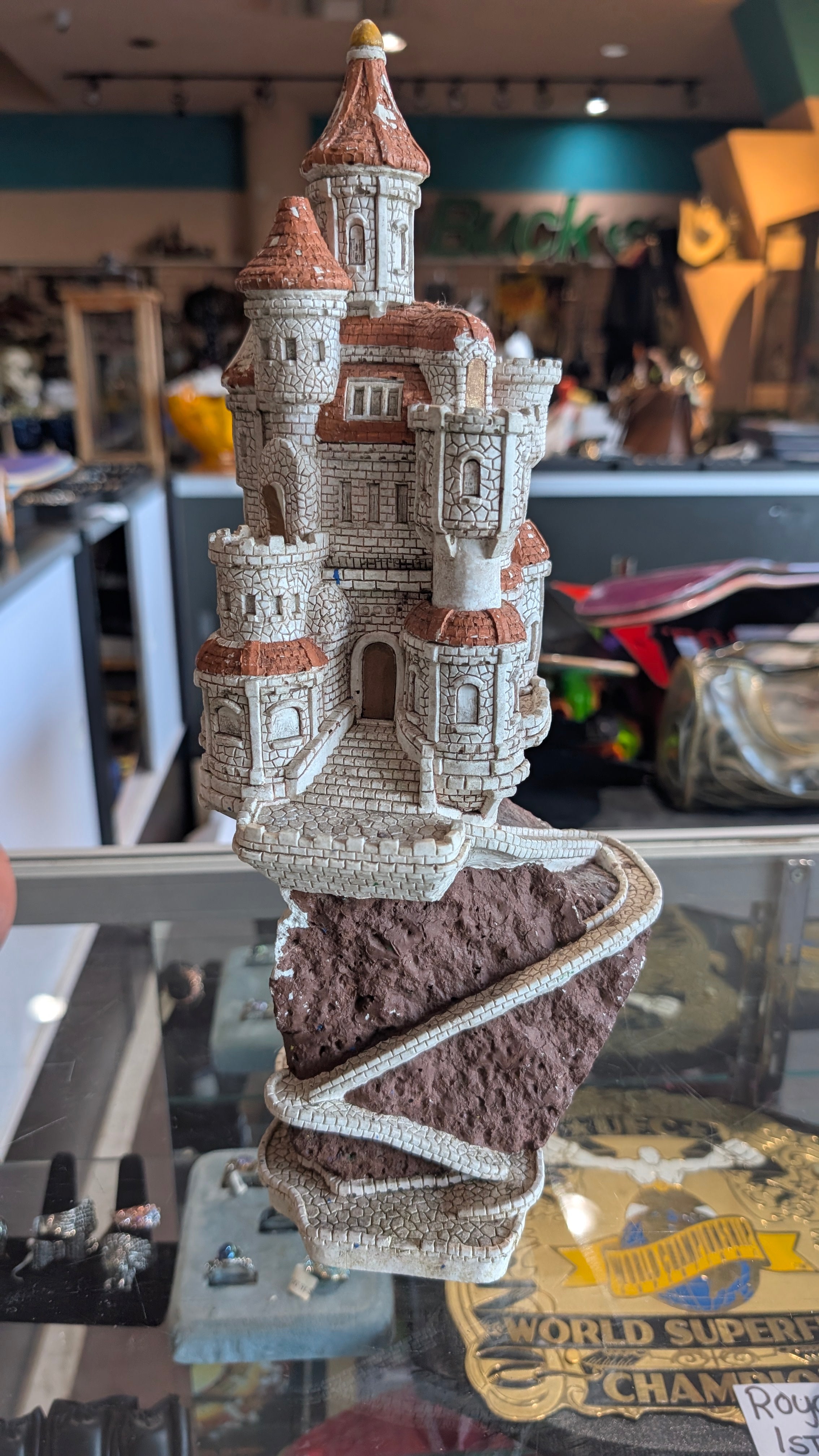 Vintage 1978 Handcrafted Cast Stone Castle Sculpture Signed Numbered 16 Medieval Fantasy Decor