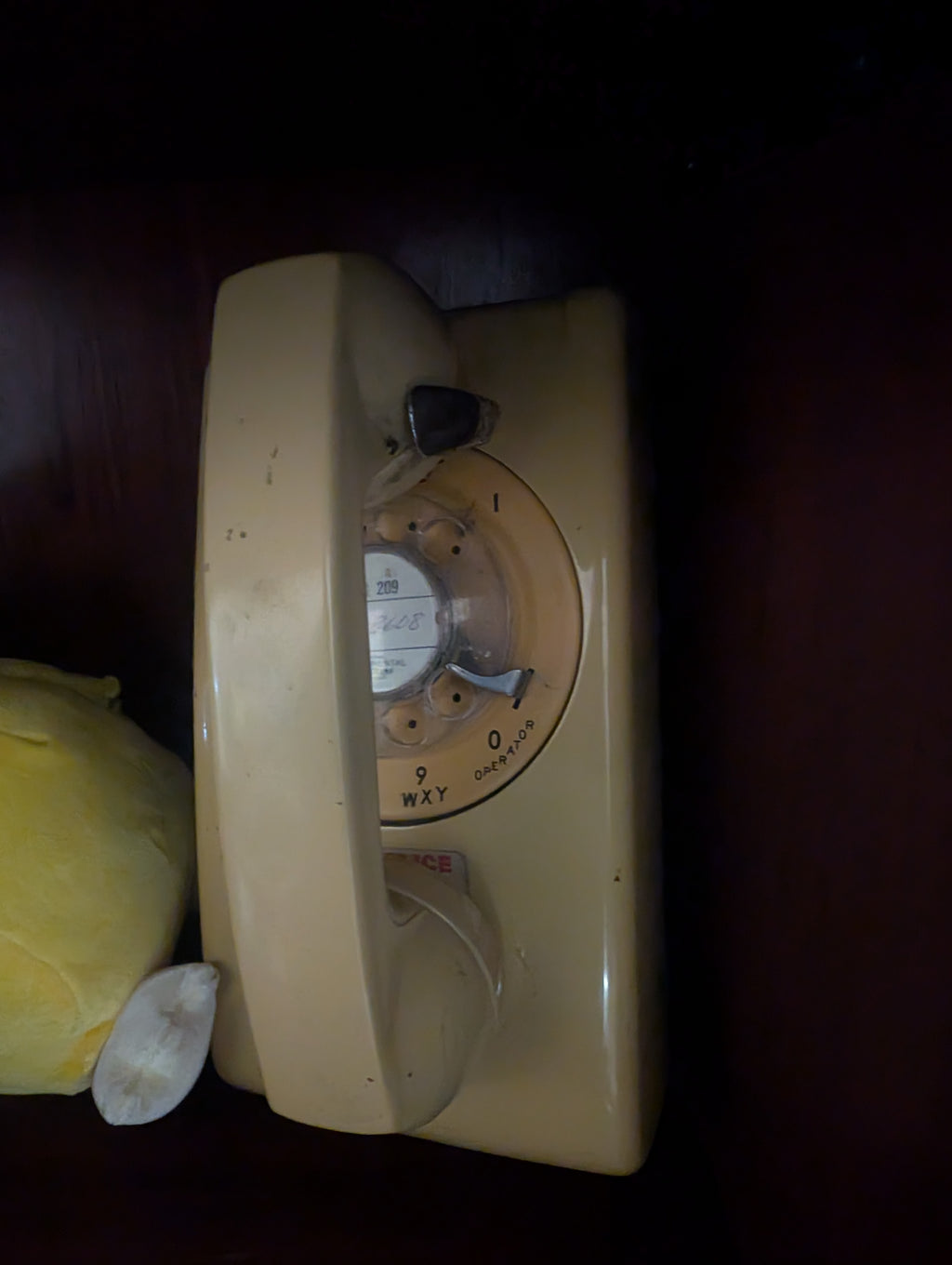 Vintage Beige Rotary Wall Telephone Continental System 911 Dial Phone