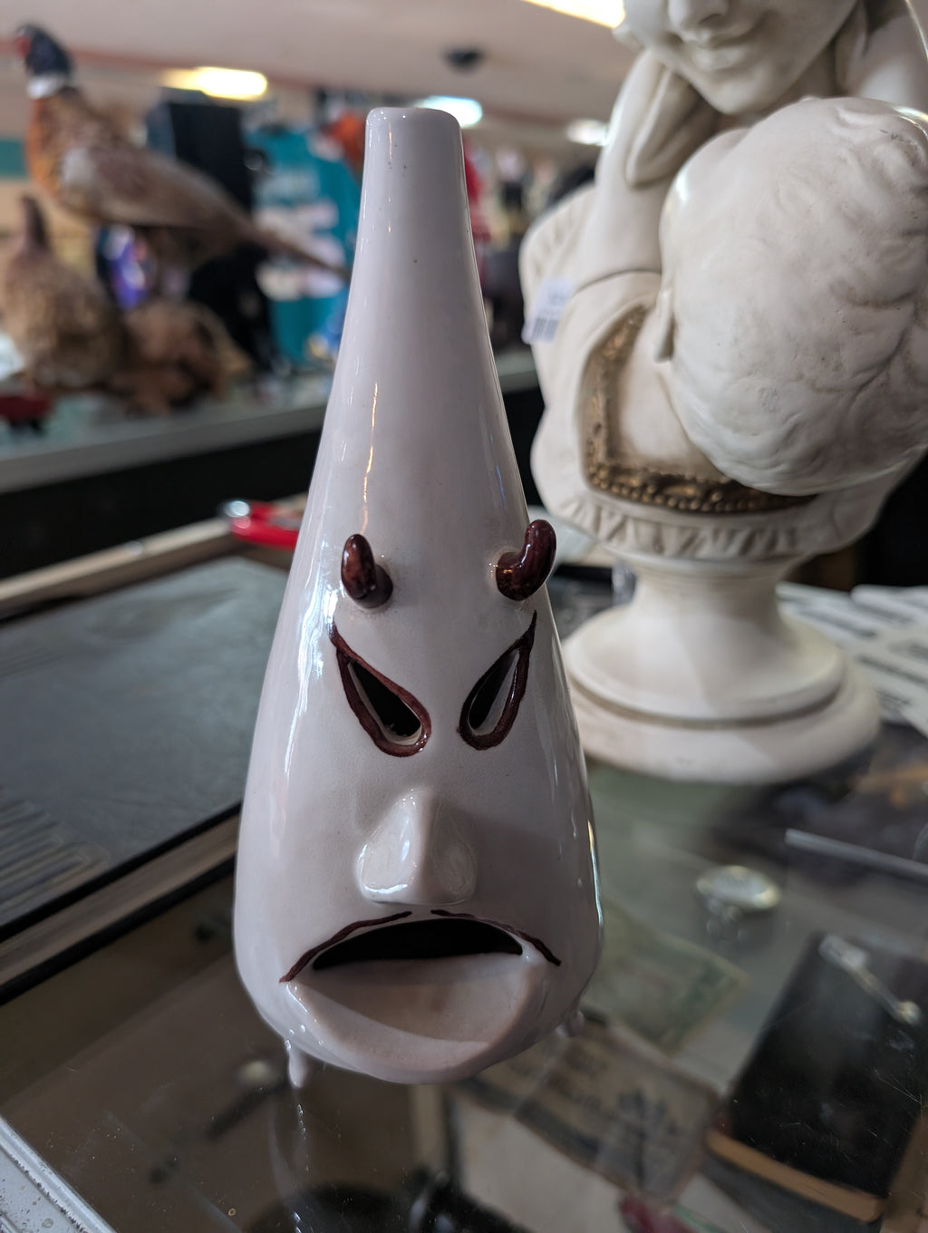 Vintage 1936 Xalapa Veracruz Devil Face Ceramic Folk Art Vase