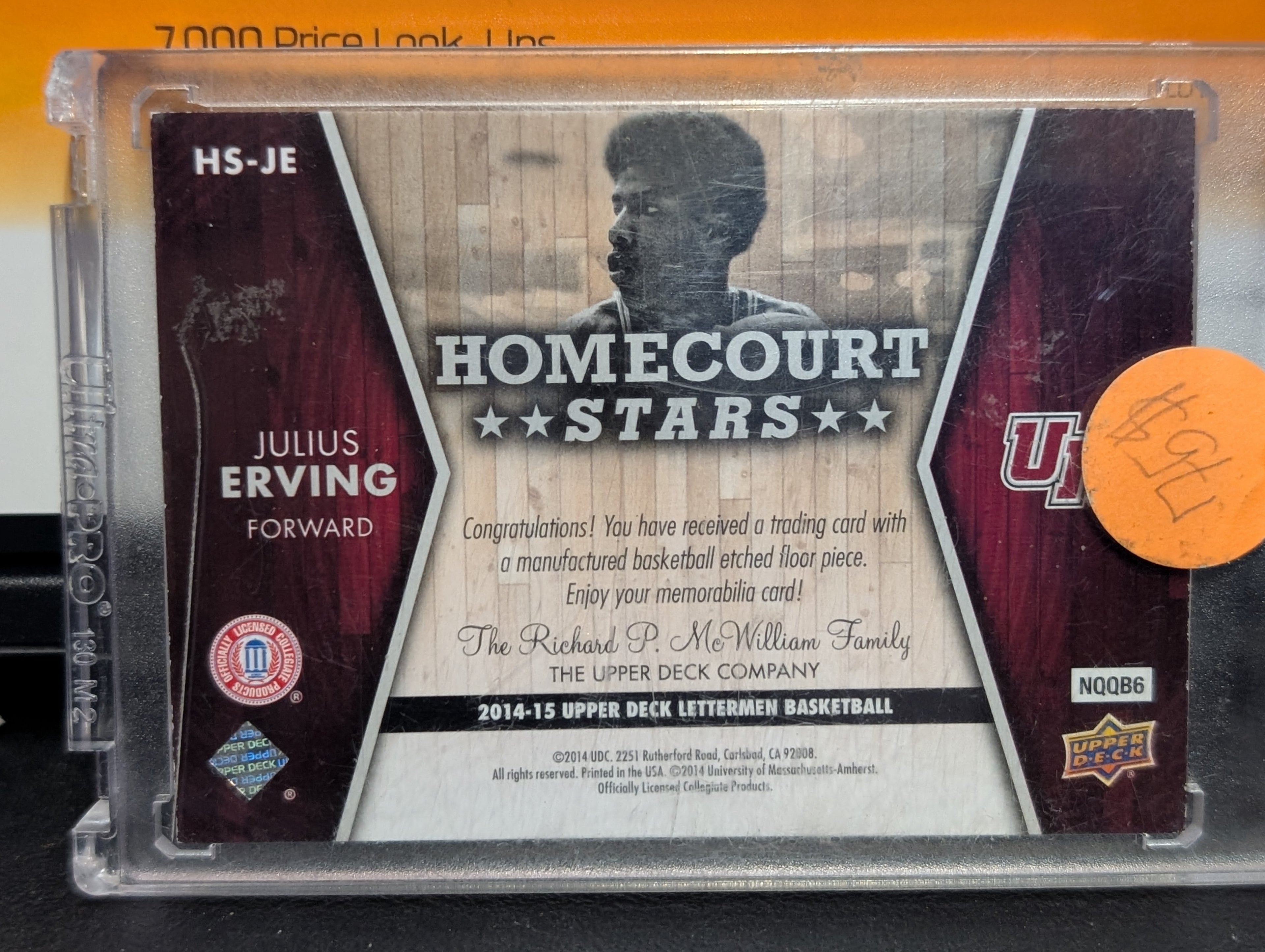 Upper Deck Julius Erving Homecourt Stars Wooden Floor Relic Card