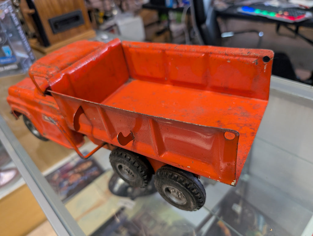Vintage Buddy L Mack Hydraulic Dump Truck Pressed Steel Orange Toy