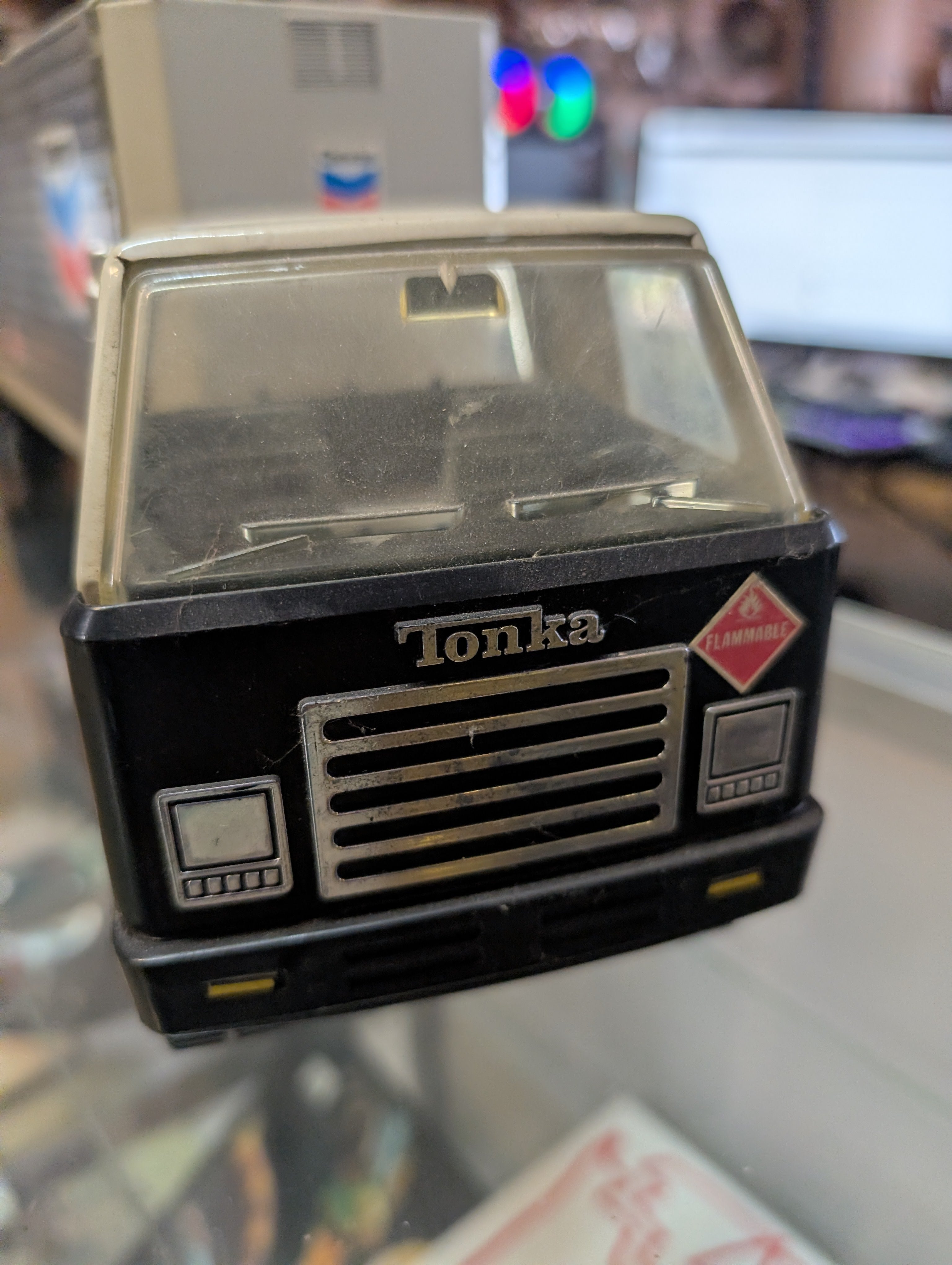 Vintage 1978 Tonka Chevron Mini Semi Truck Trailer USA Toy
