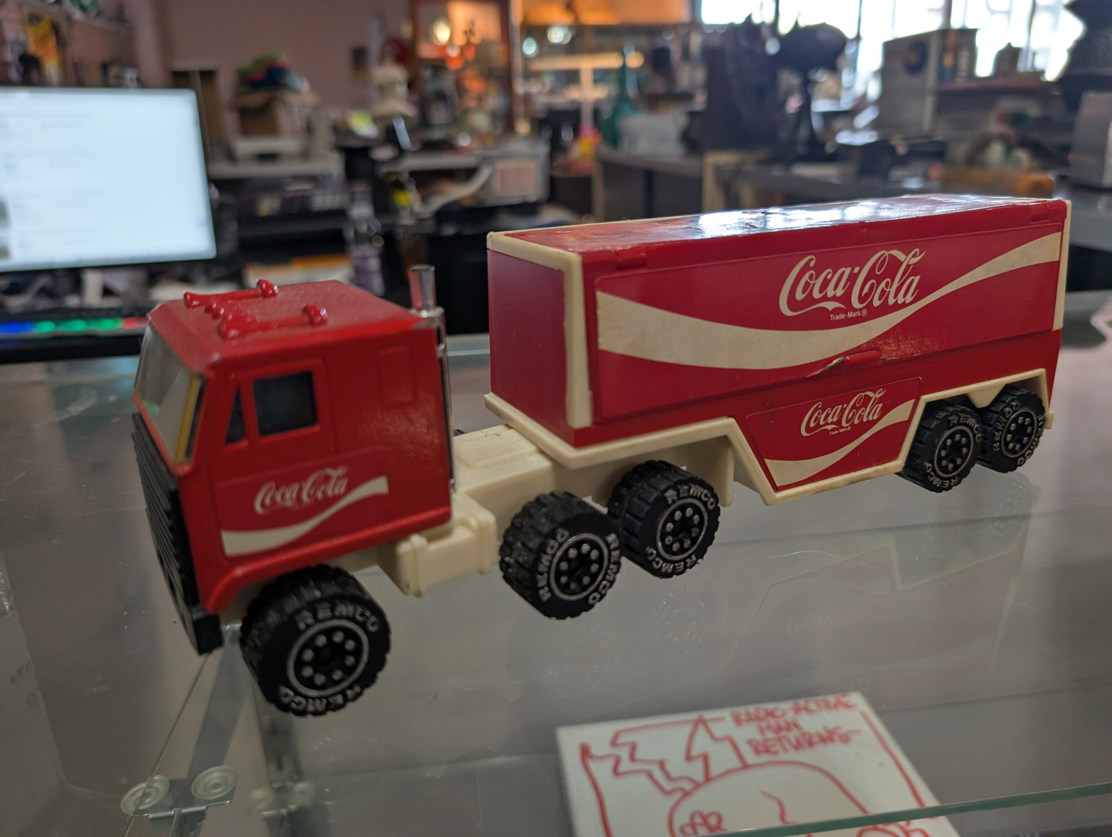 Vintage Coca-Cola Coke Tractor Trailer Semi Truck 1987 Remco Toy w/ Bottles