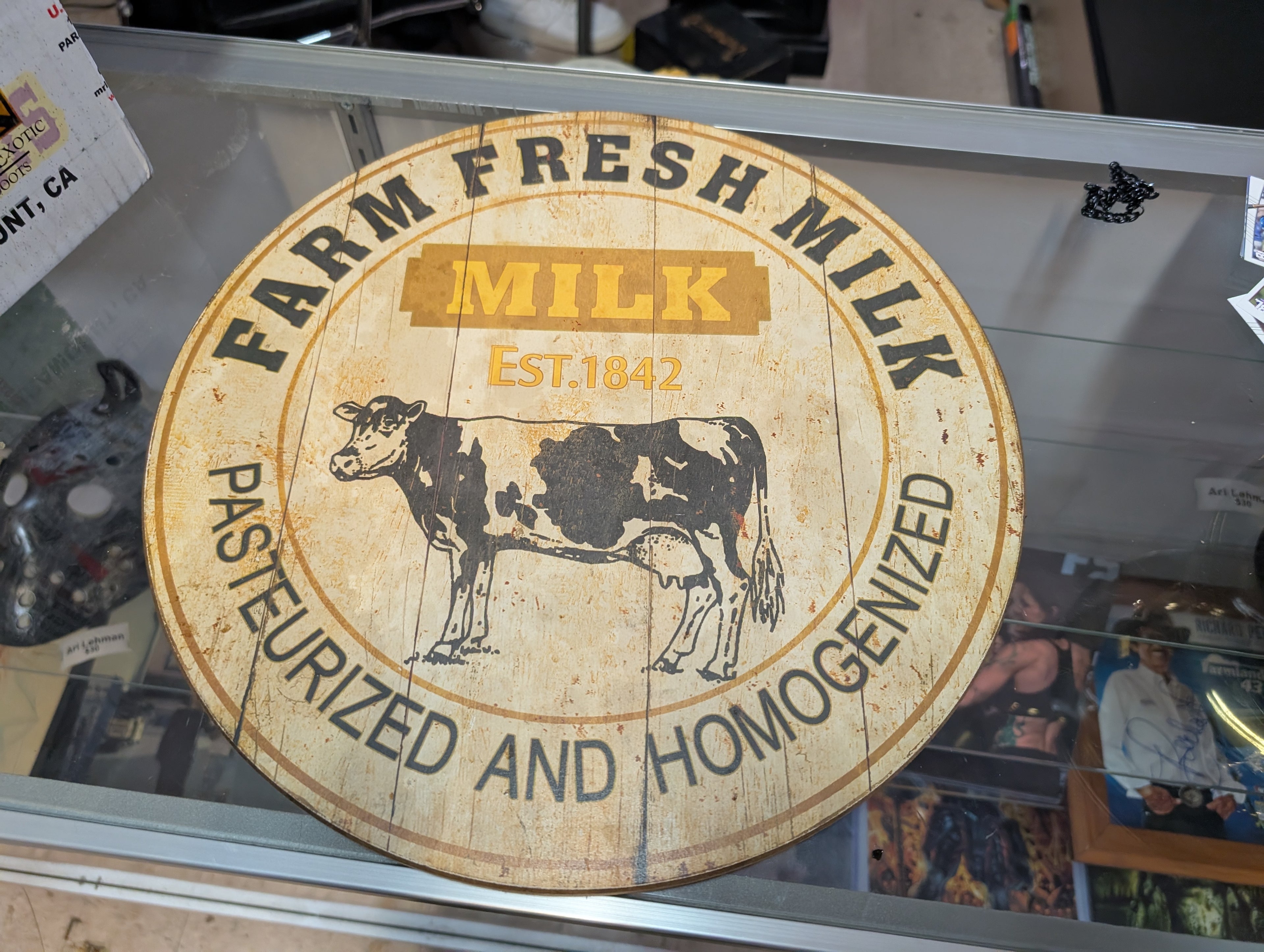 Vintage Farm Fresh Milk Wooden Wall Sign Pasturized Homogenized Decor