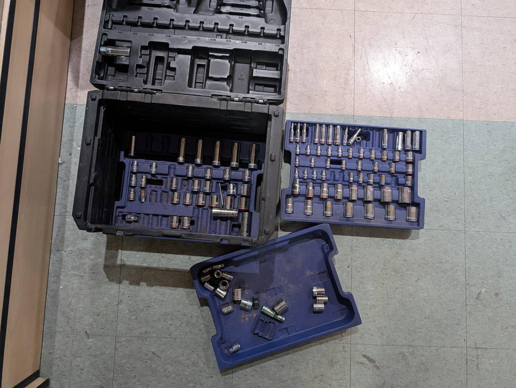 Misc Mechanic Socket Set SAE Metric Deep Well Chrome Pieces Case