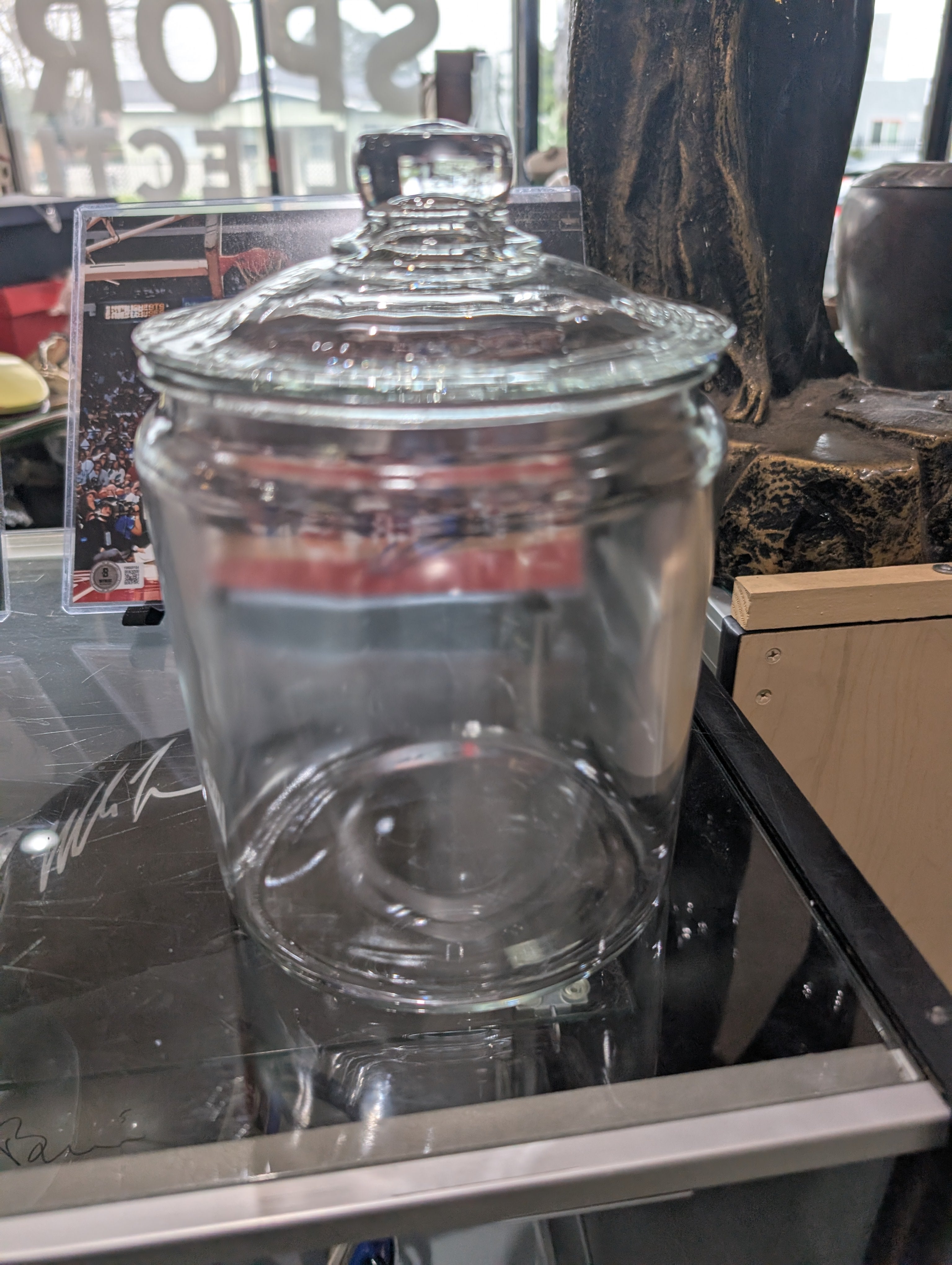 Vintage Clear Glass Apothecary Candy Jar Lidded Kitchen Storage