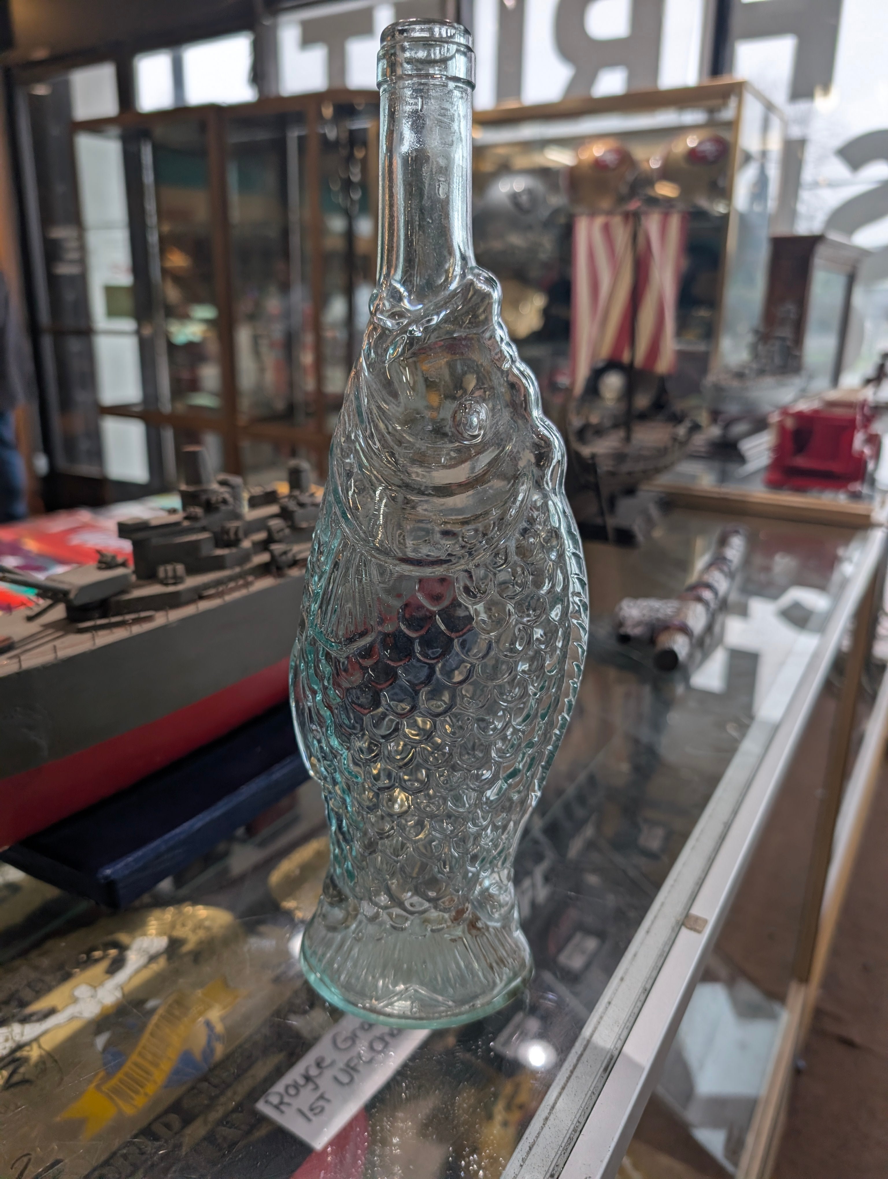 Vintage Clear Glass Fish Shaped Bottle Decorative Collectible Decanter