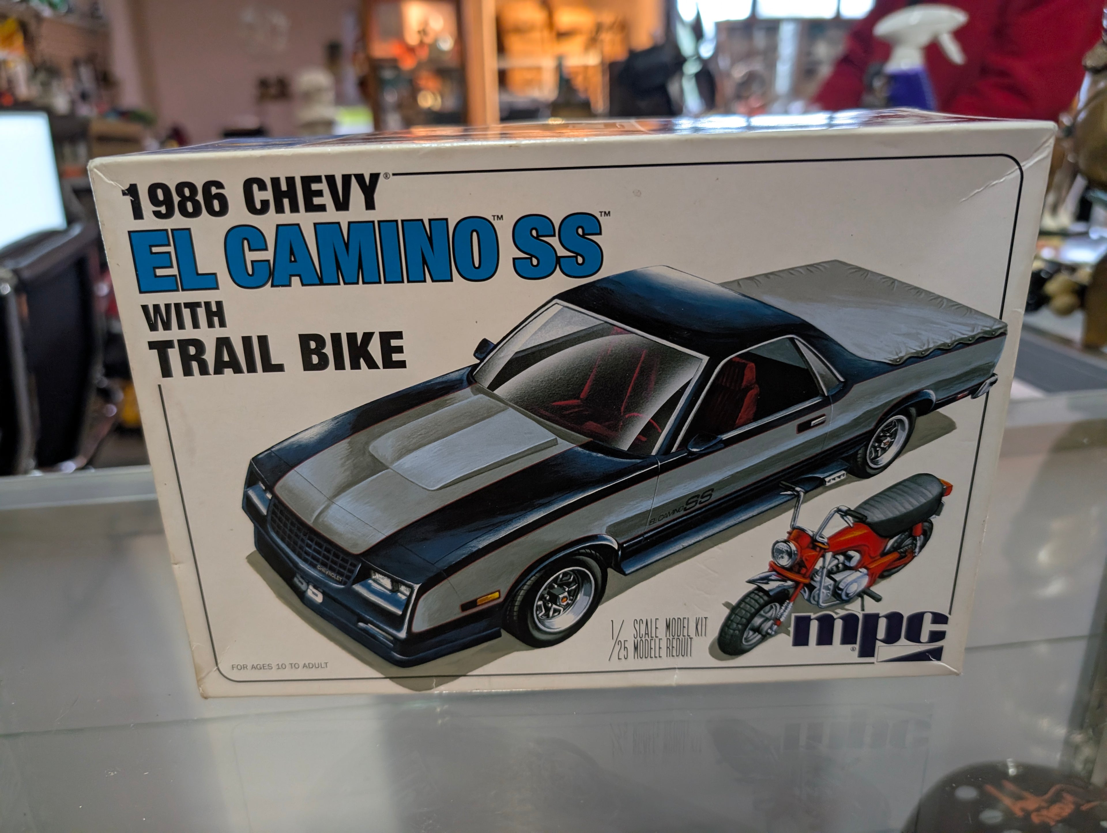 Vintage 1986 Chevy El Camino SS MPC 125 Scale Model Kit With Trail Bike