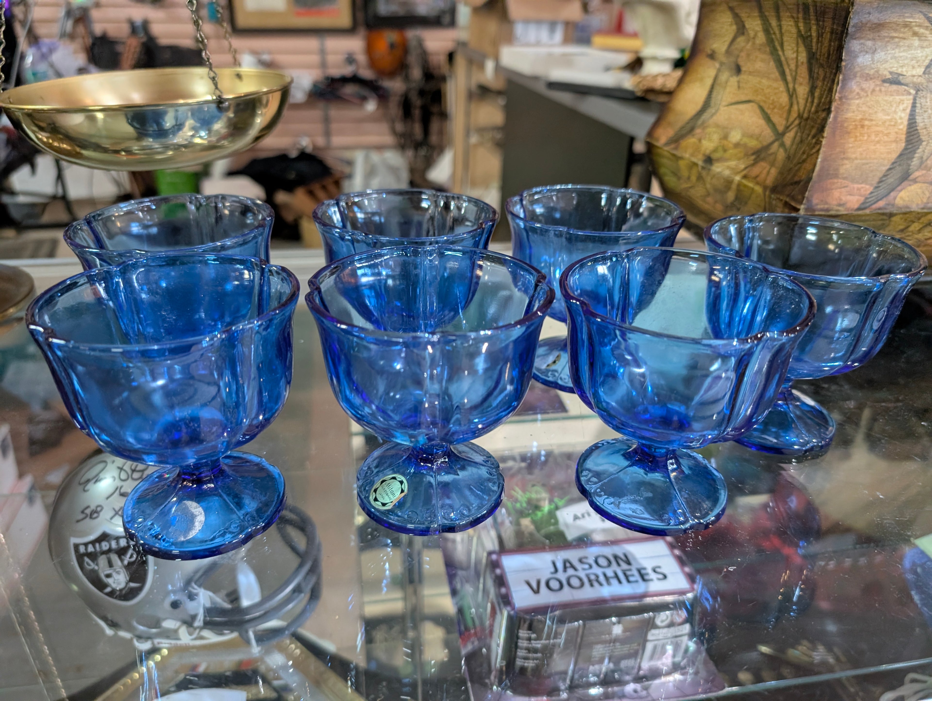 Vintage Mitani Glassware Japan Cobalt Blue GobletPressed Glass