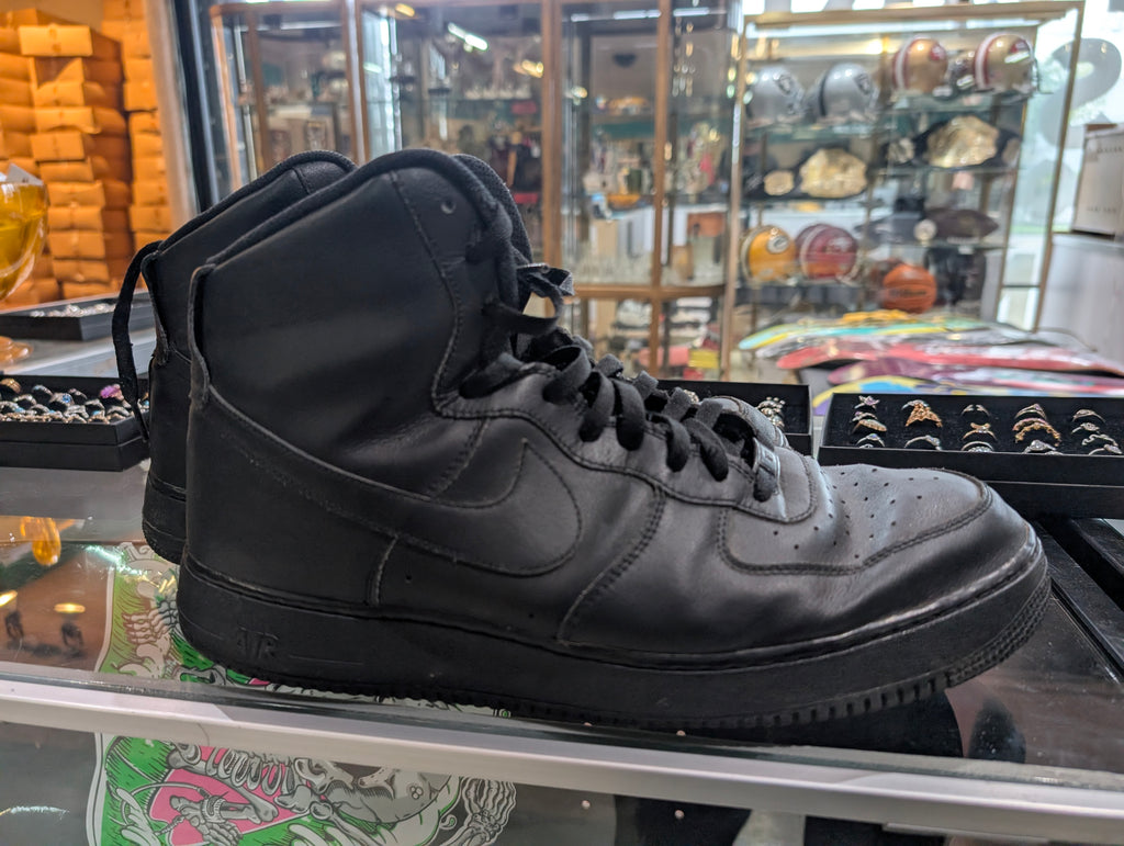 Nike Air Force 1 High Triple Black Leather Sneakers Size 14 AQ3771 994