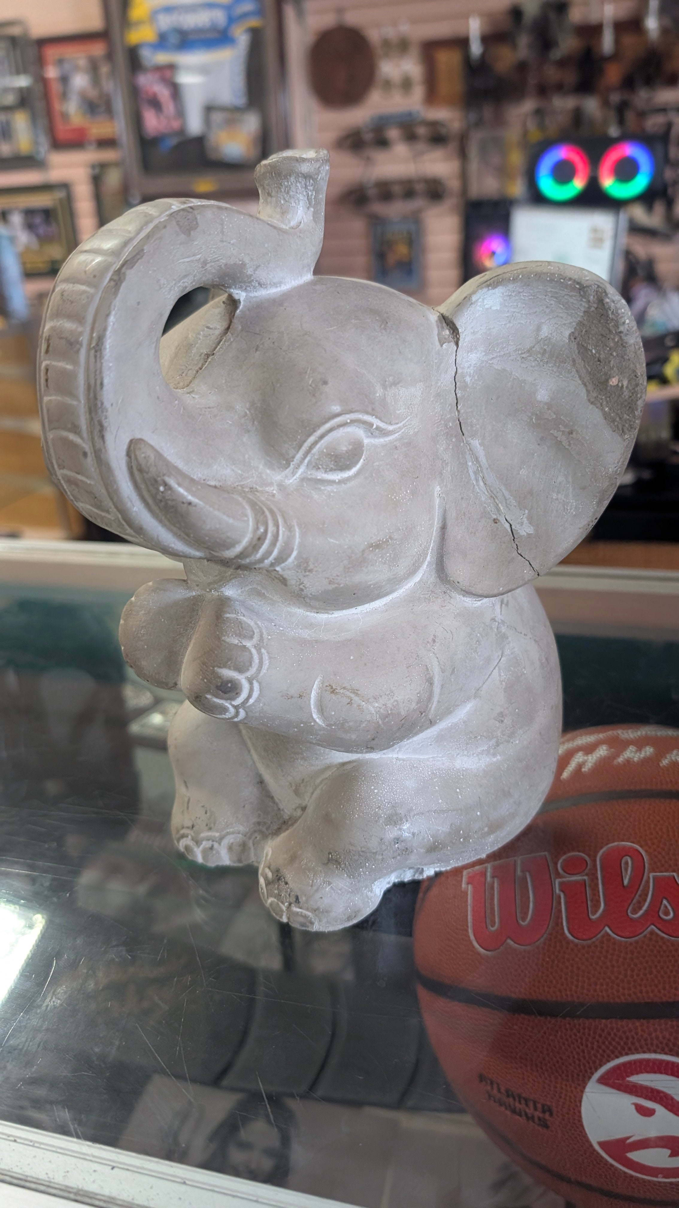 Vintage Concrete Elephant Figurine Garden Decor Statue