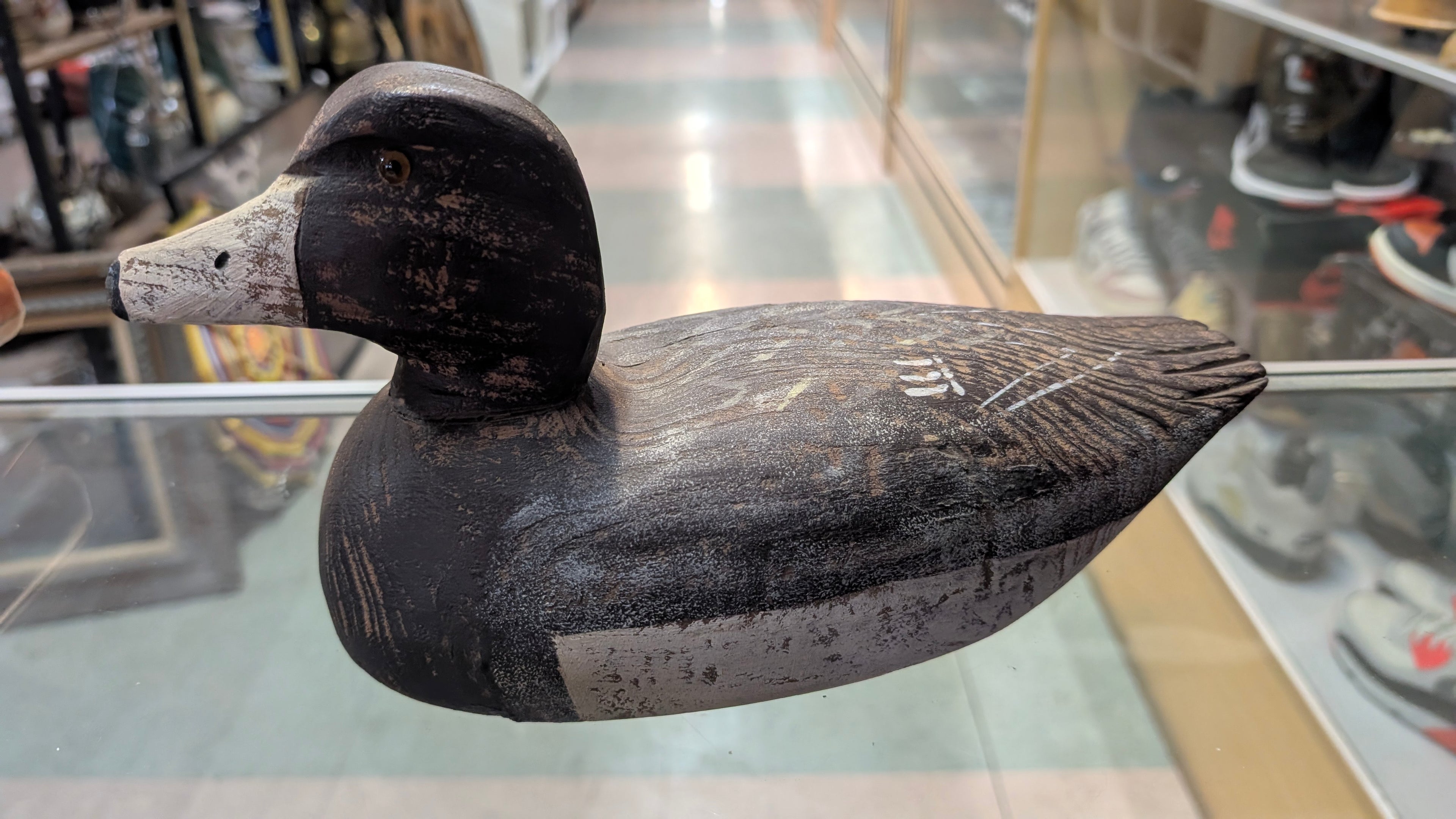 Vintage Hand Carved Wooden Duck Decoy Rustic Hunting Collectible Decor