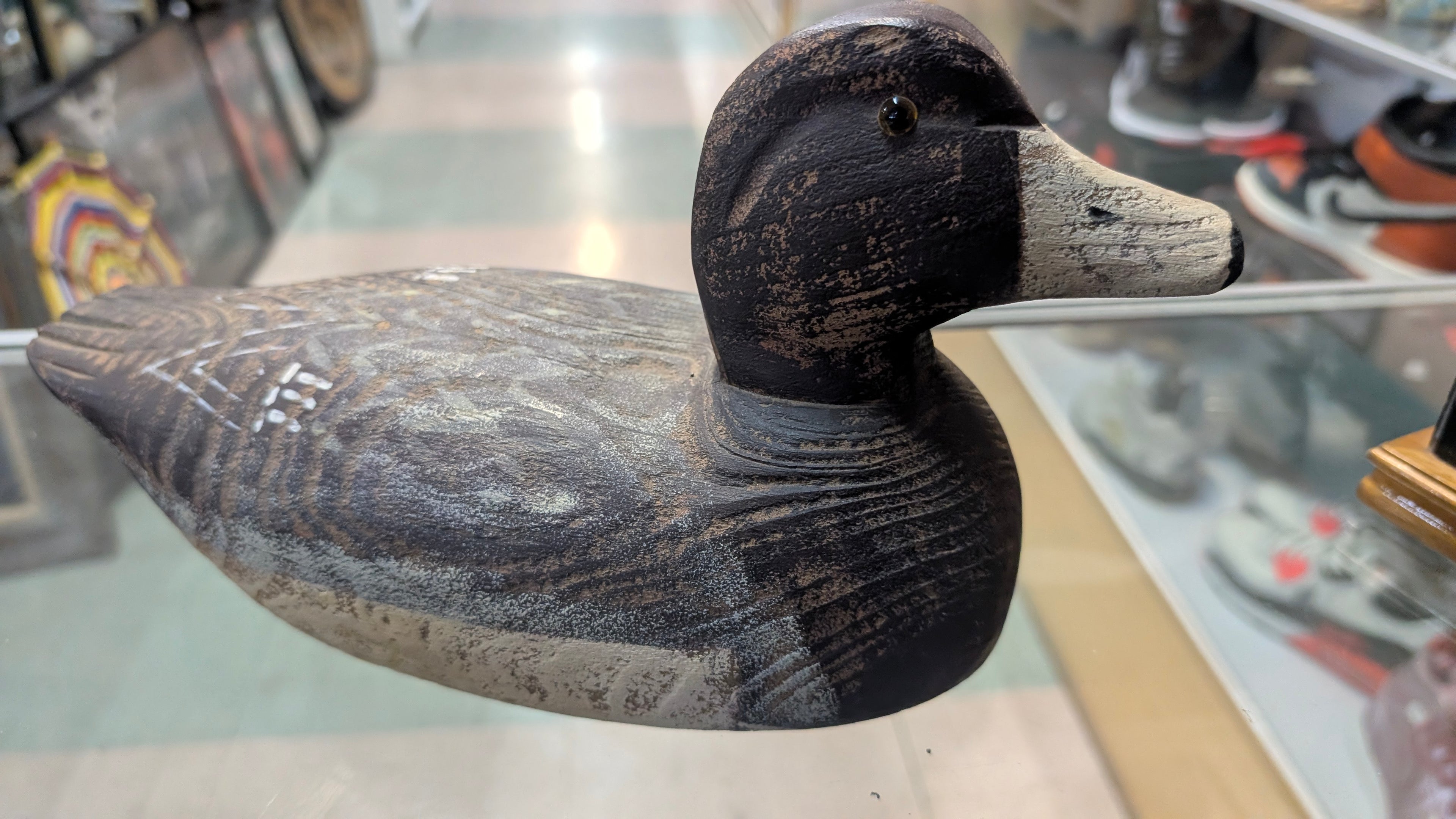 Vintage Hand Carved Wooden Duck Decoy Rustic Hunting Collectible Decor