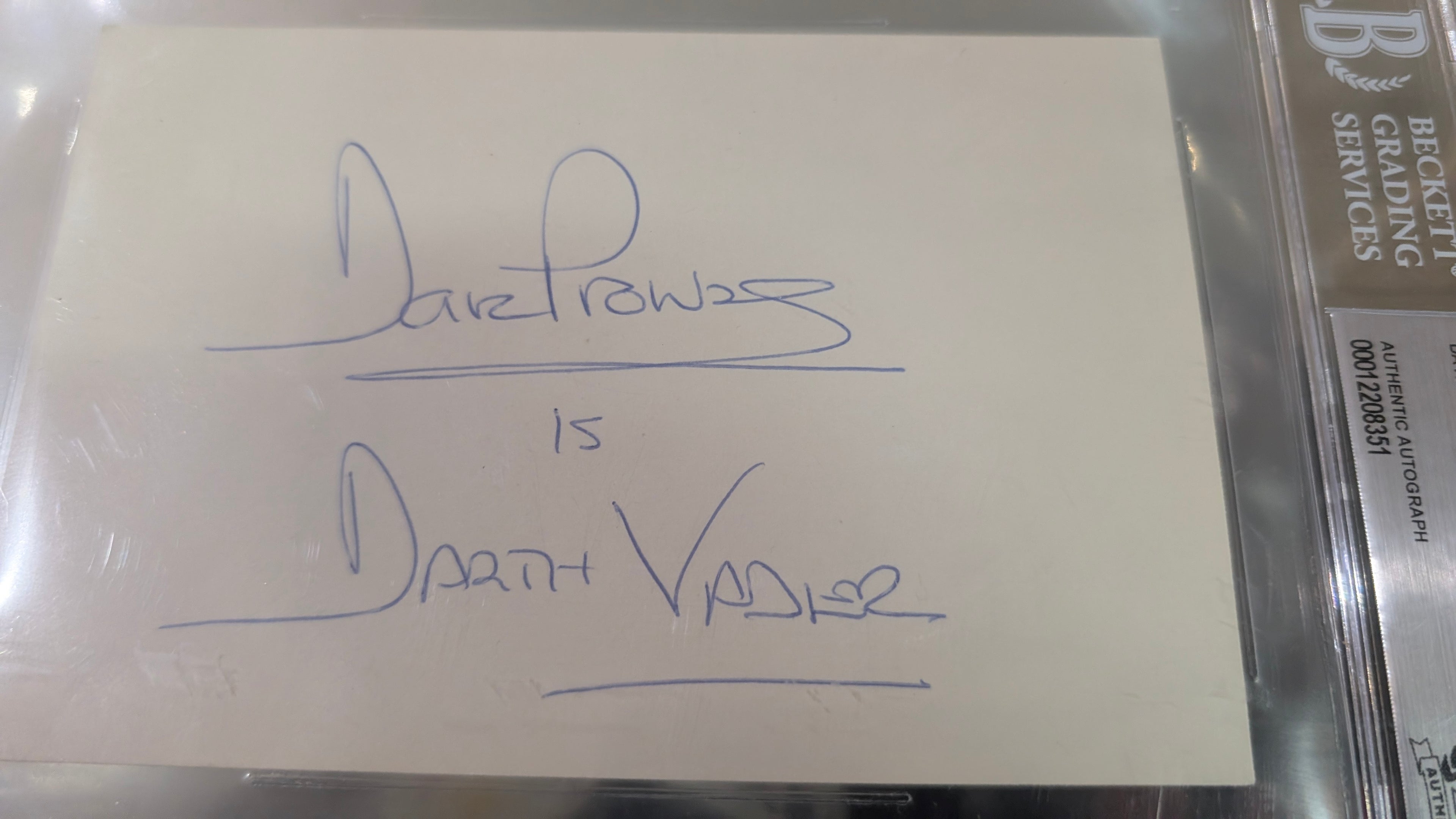 David Prowse Signed Autograph Index Card Beckett Certified BAS Slab