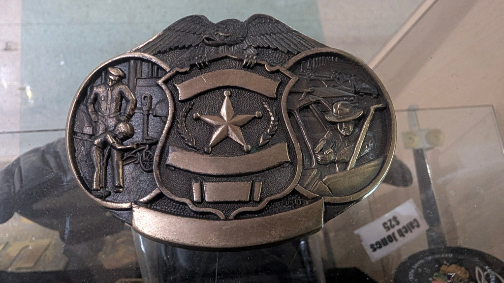 Vintage Solid Brass Western Cowboy Rodeo Award Belt Buckle