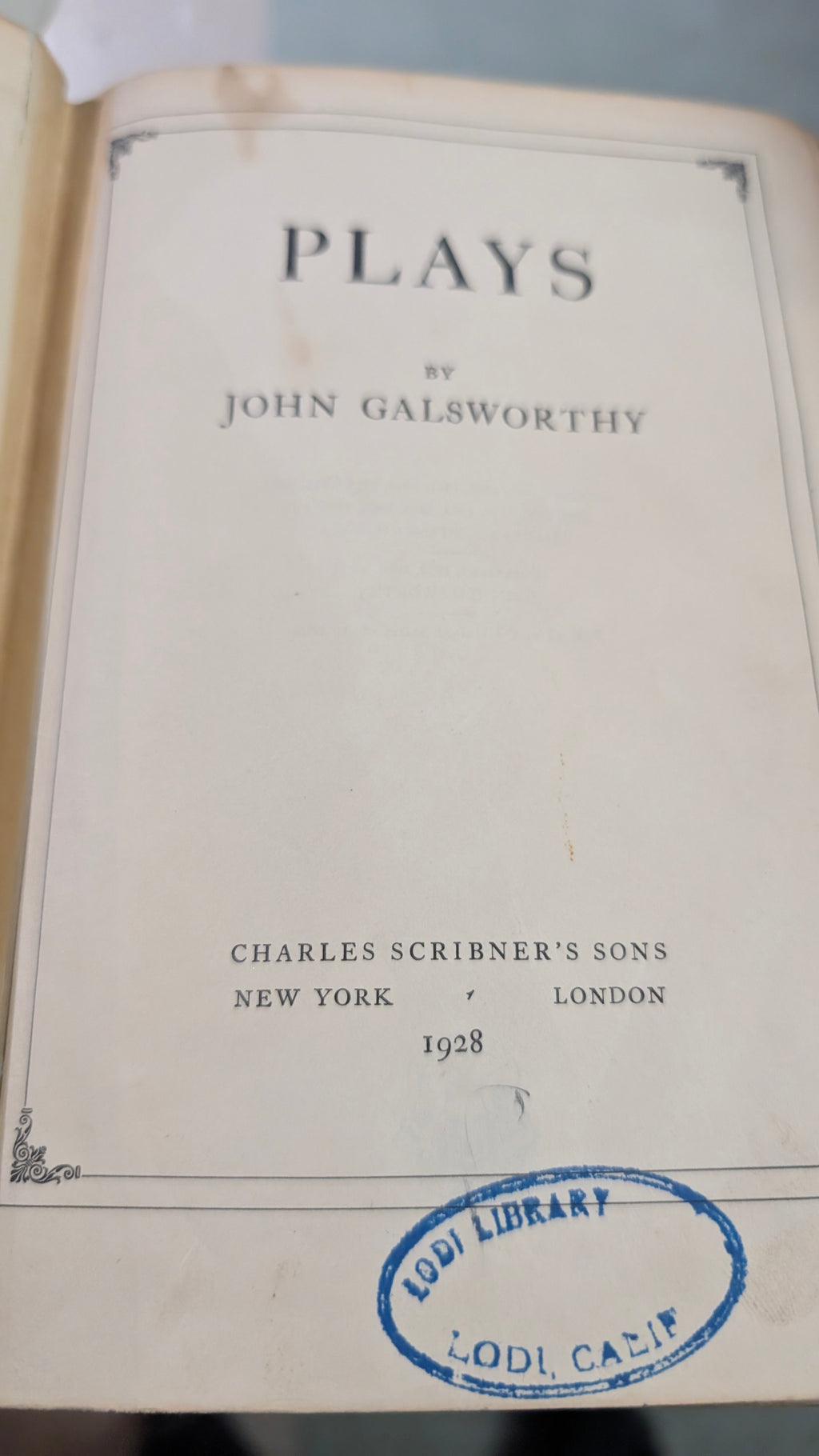 Vintage 1928 Plays John Galsworthy Charles Scribners Sons Hardcover Book