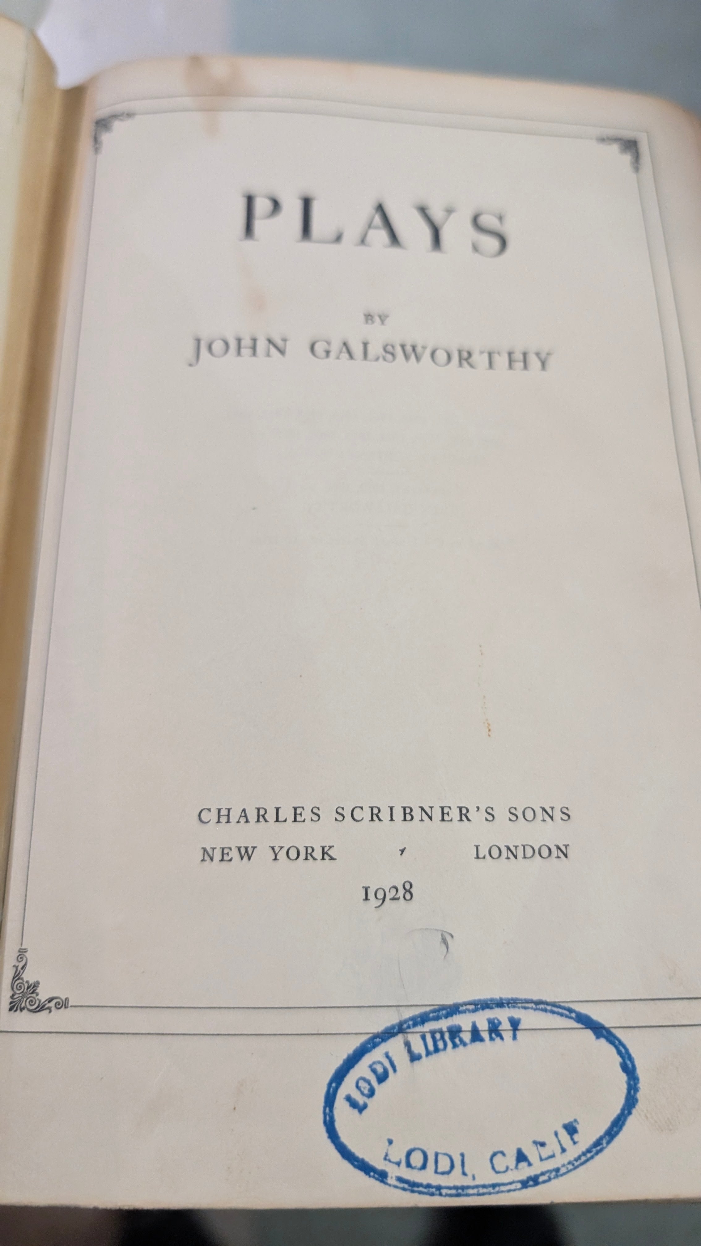 Vintage 1928 Plays John Galsworthy Charles Scribners Sons Hardcover Book
