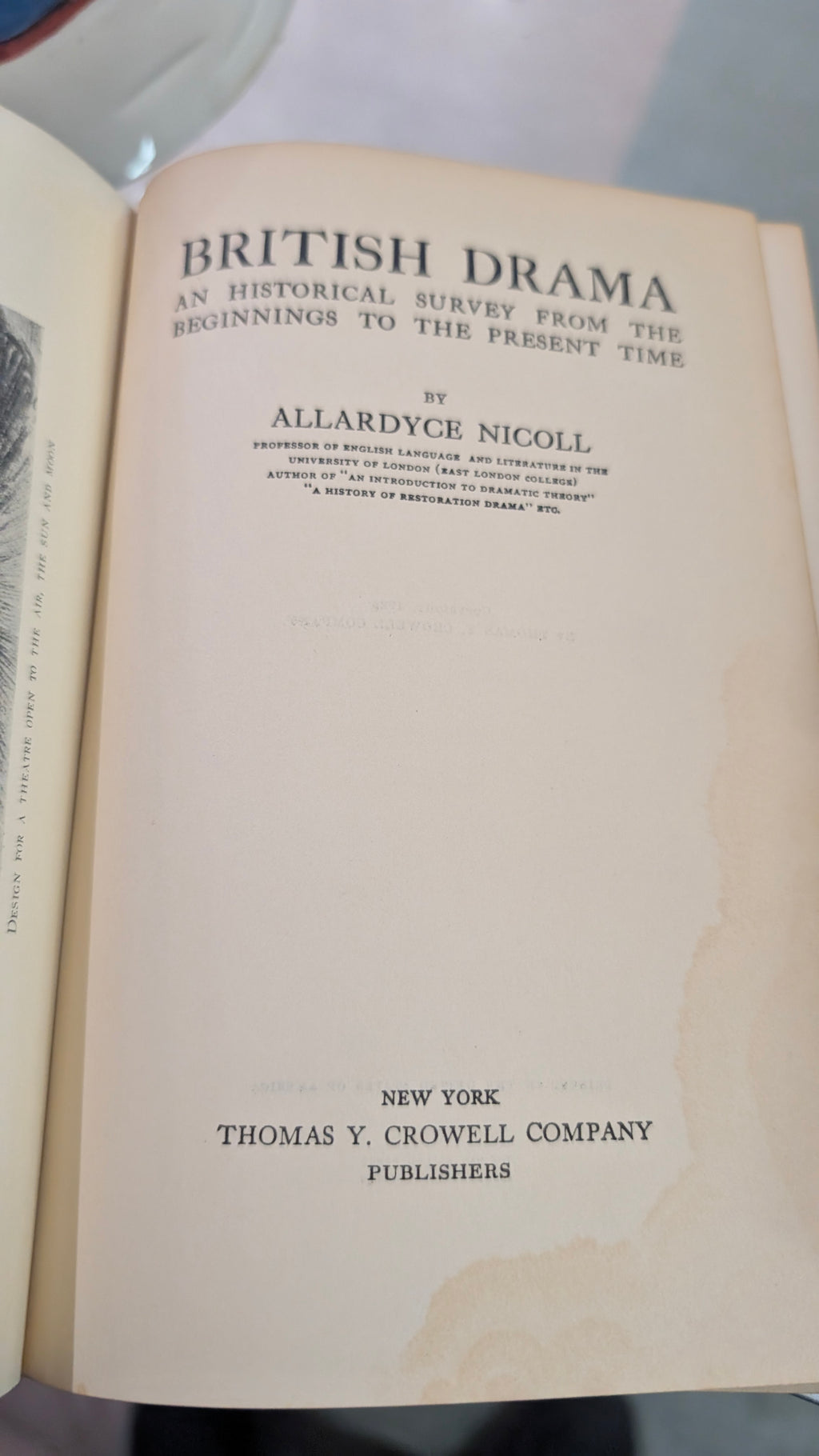 Vintage 1925 British Drama Allardyce Nicoll Thomas Crowell Hardcover Book